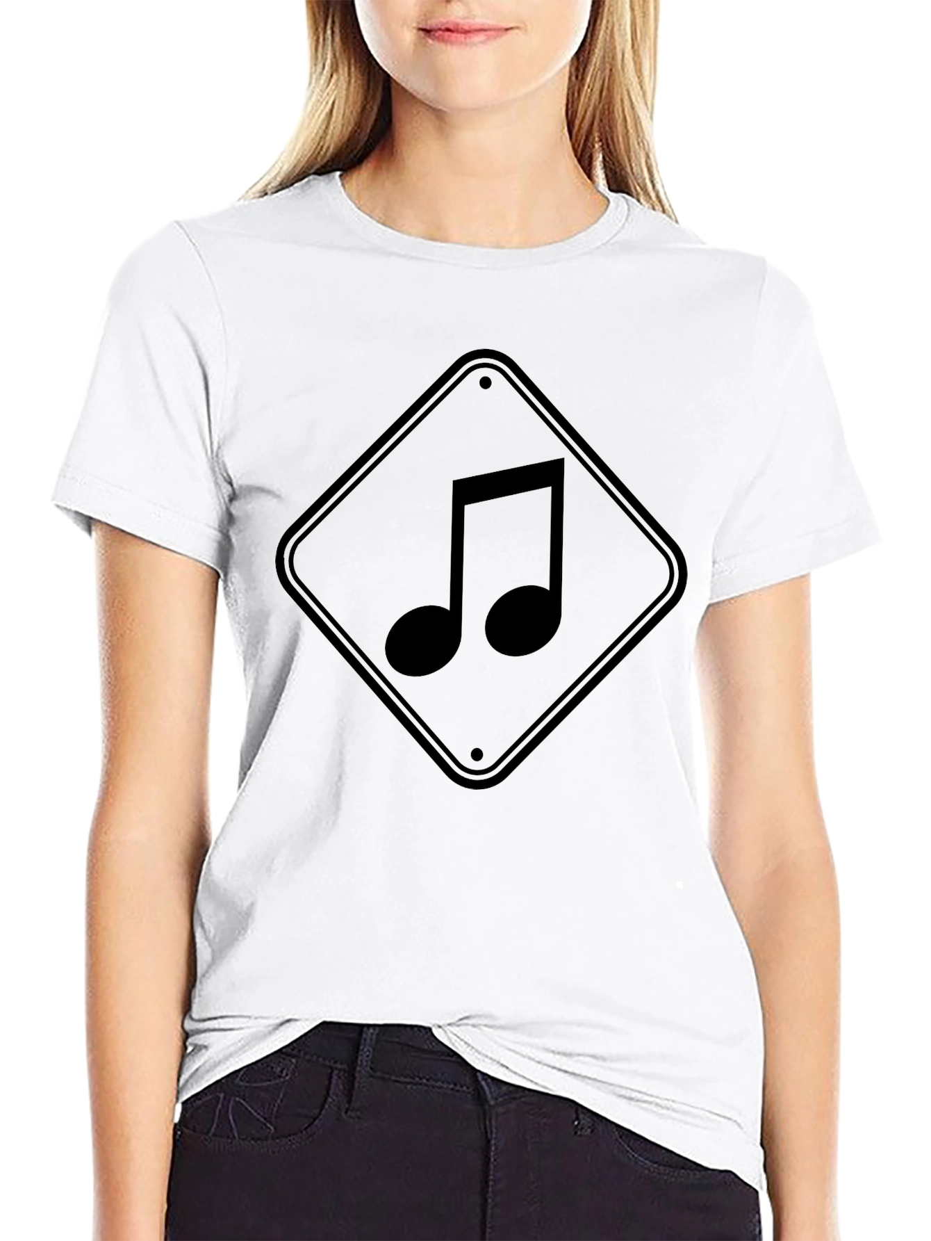 Music Note Graphic Tee - Black Cotton Shirt