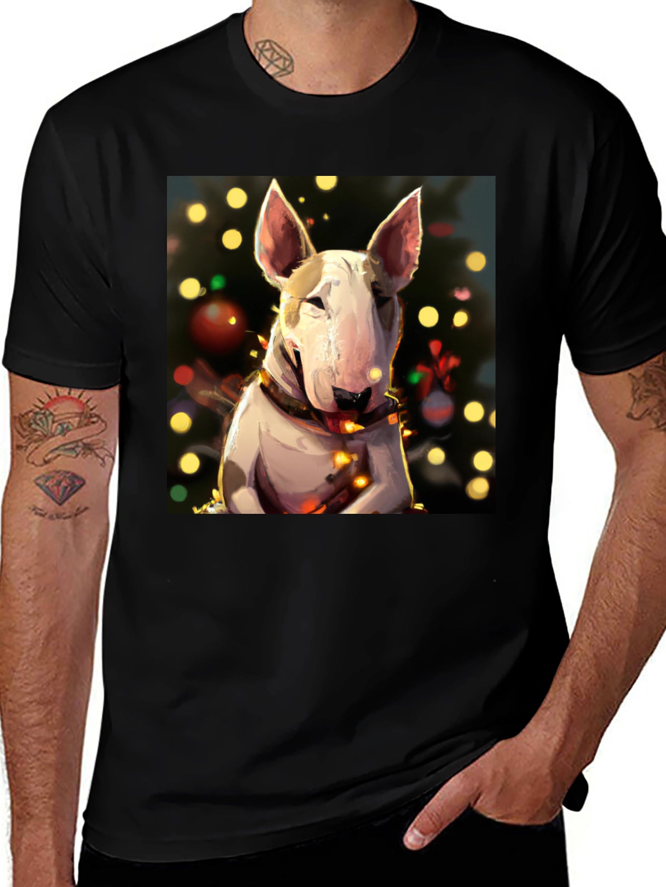 Festive Bull Terrier Christmas T-Shirt