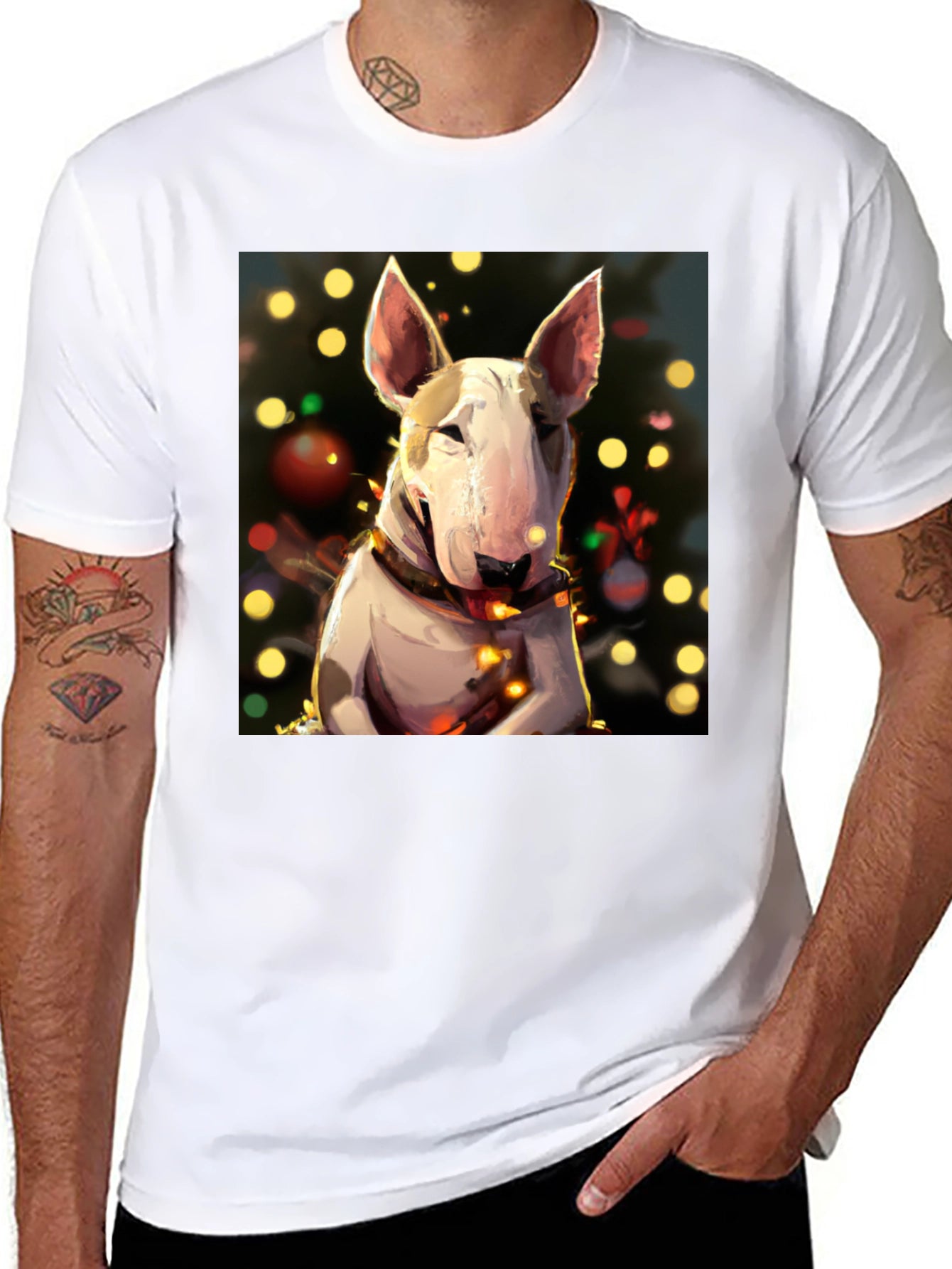 Festive Bull Terrier Christmas T-Shirt
