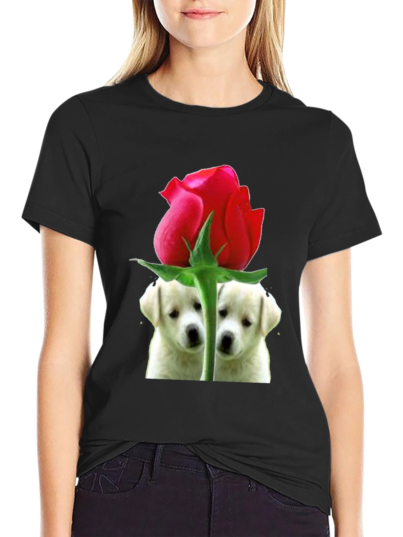 Rose Puppy Love Graphic Tee