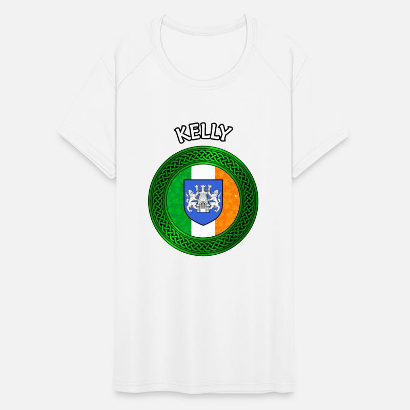 Kelly Coat of Arms on Shamrock Irish Flag