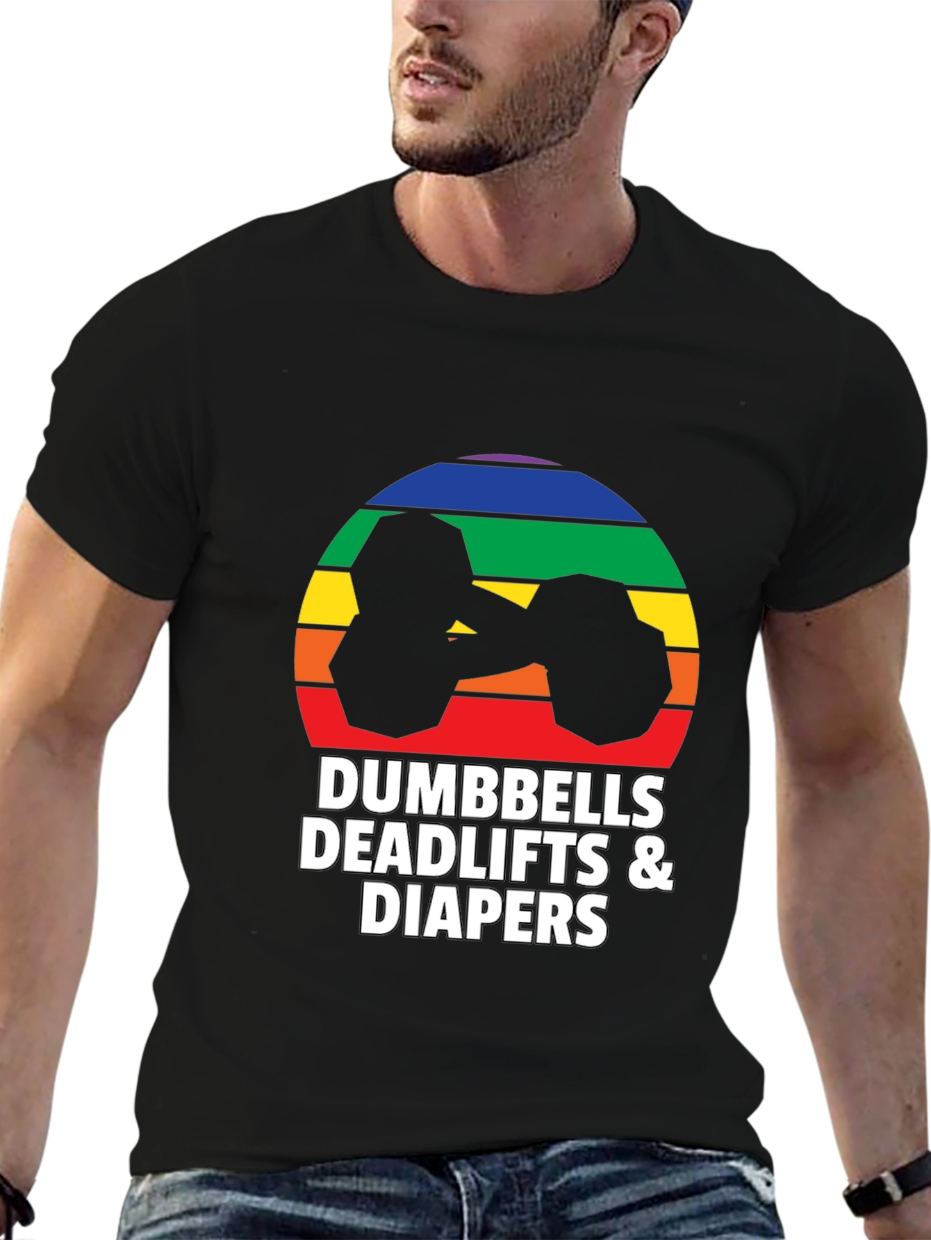 Dumbbells Deadlifts & Diapers Graphic Tee