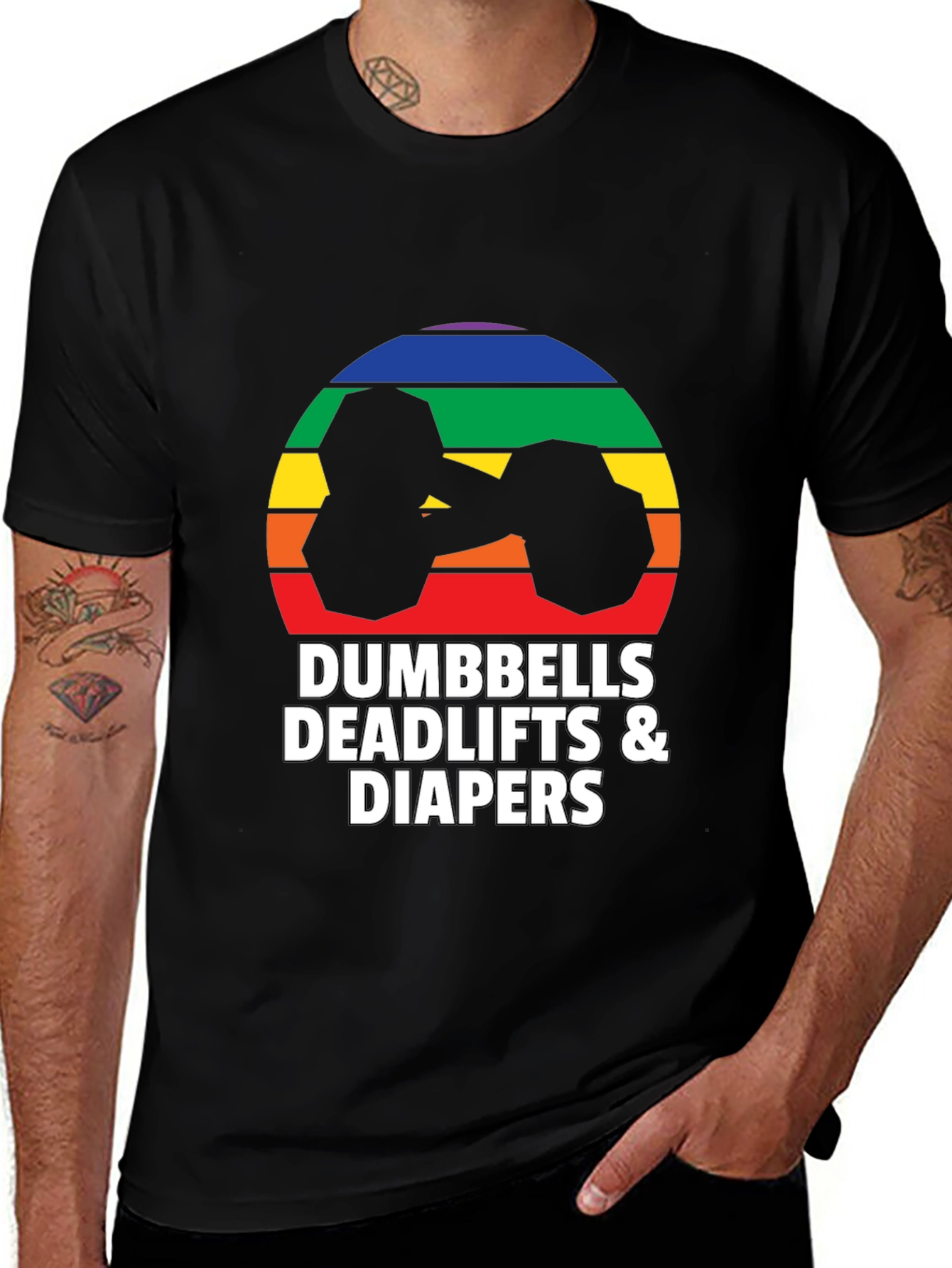 Dumbbells Deadlifts & Diapers Graphic Tee