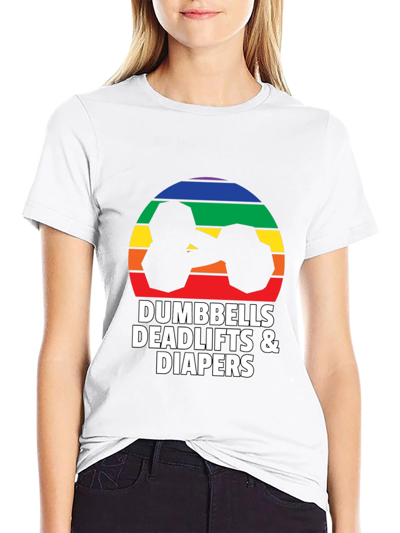 Dumbbells Deadlifts & Diapers Graphic Tee