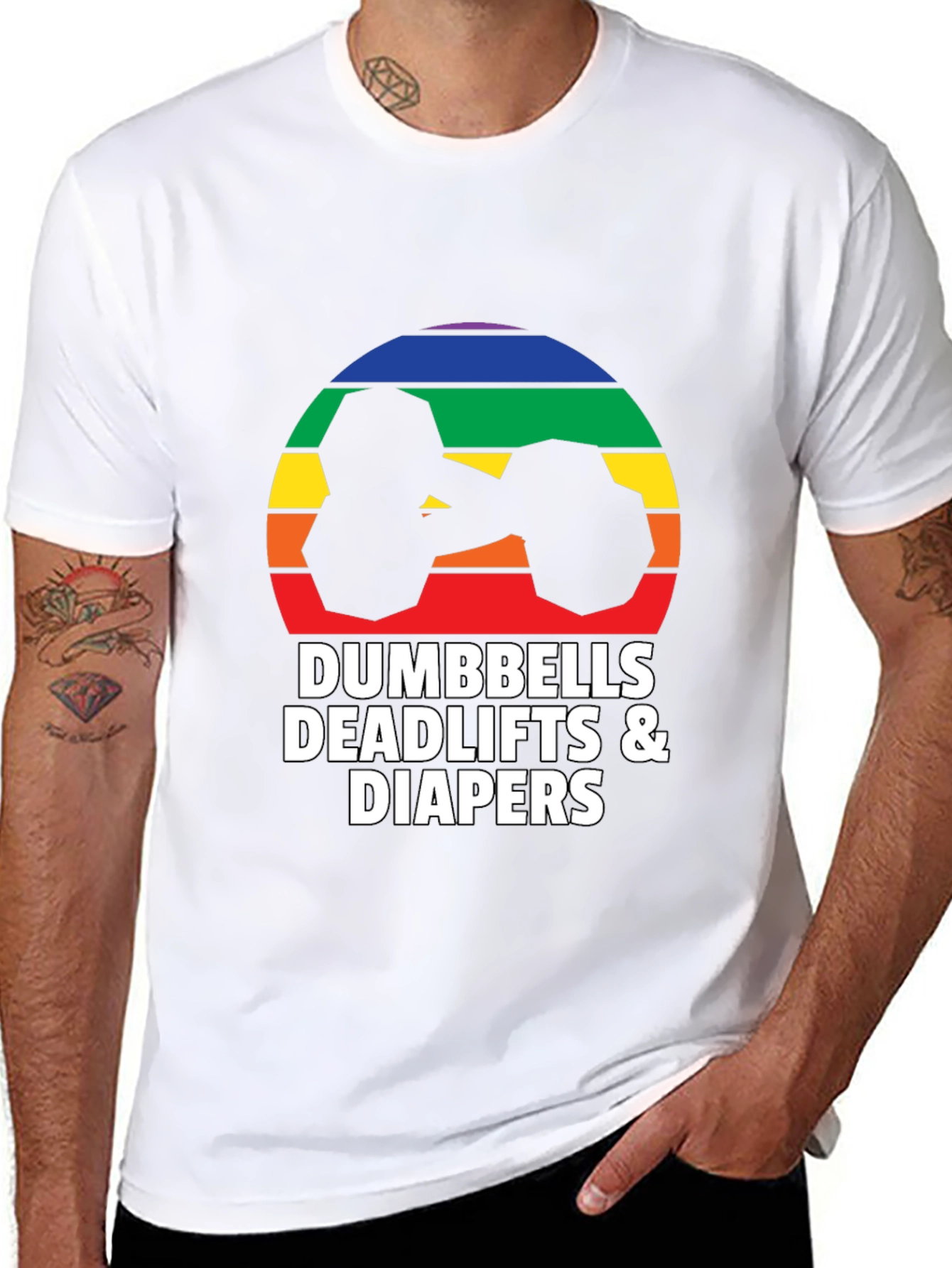 Dumbbells Deadlifts & Diapers Graphic Tee