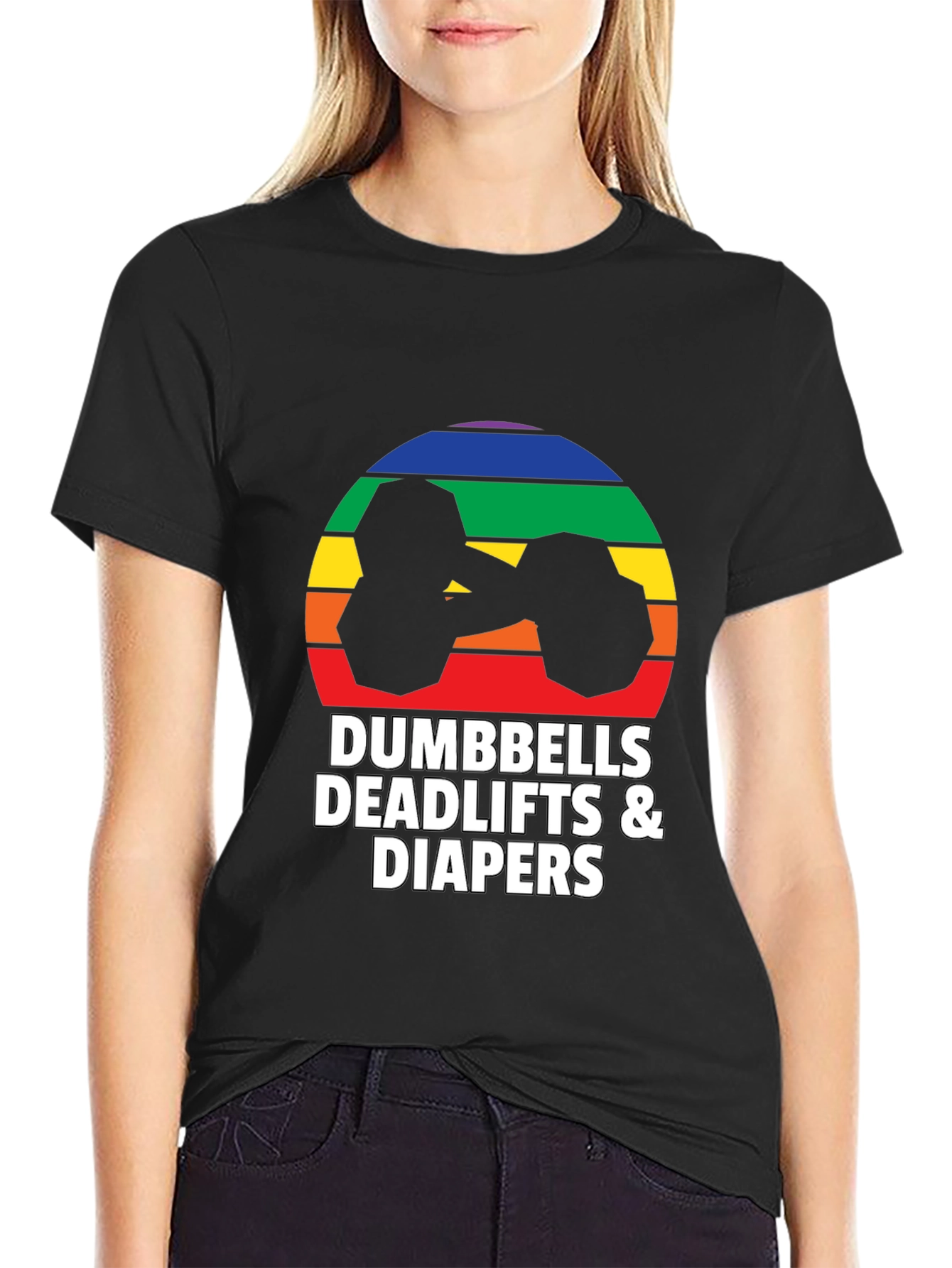 Dumbbells Deadlifts & Diapers Graphic Tee