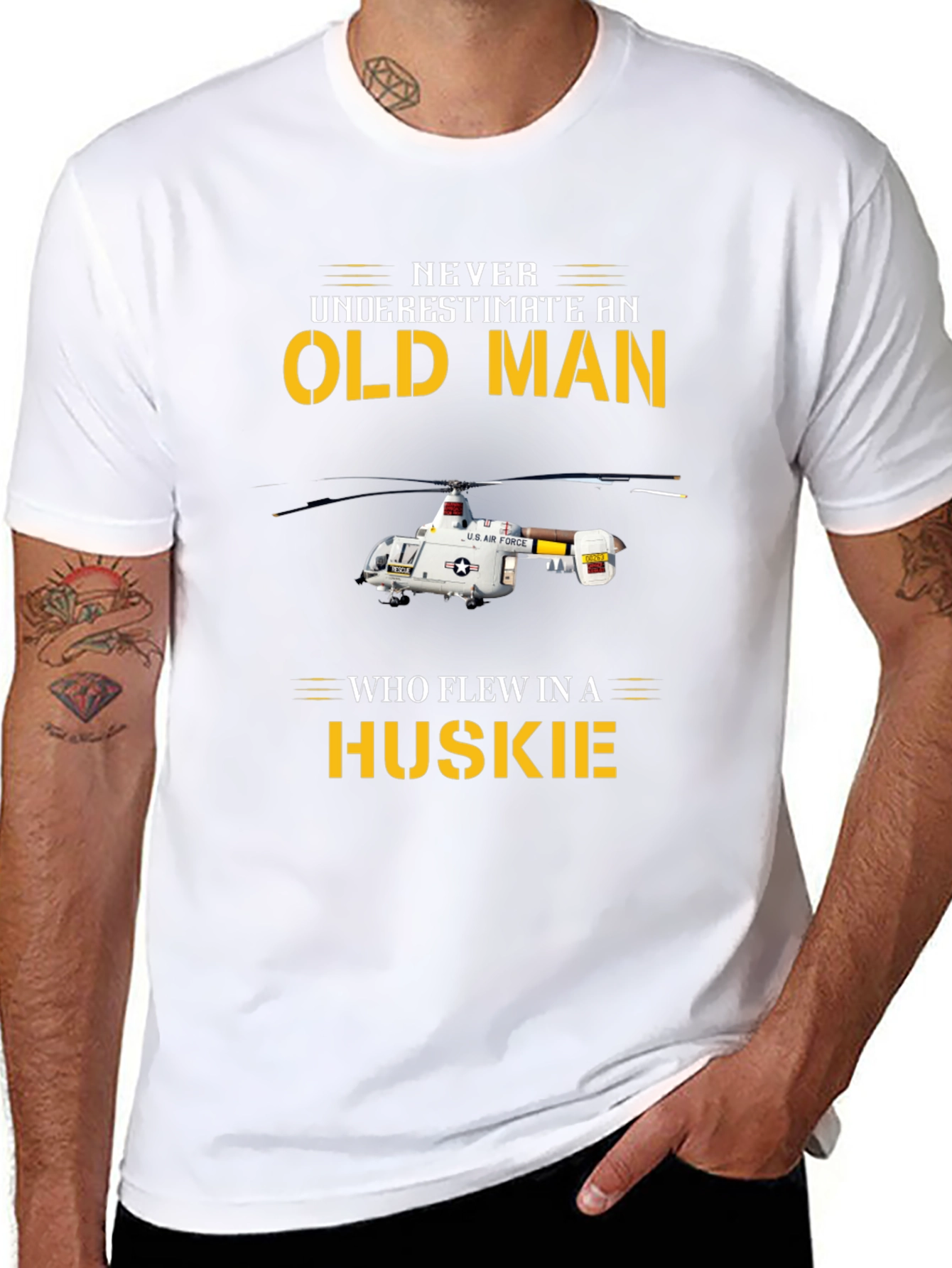 Old Man Helicopter T-Shirt - Huskie Pilot Tee