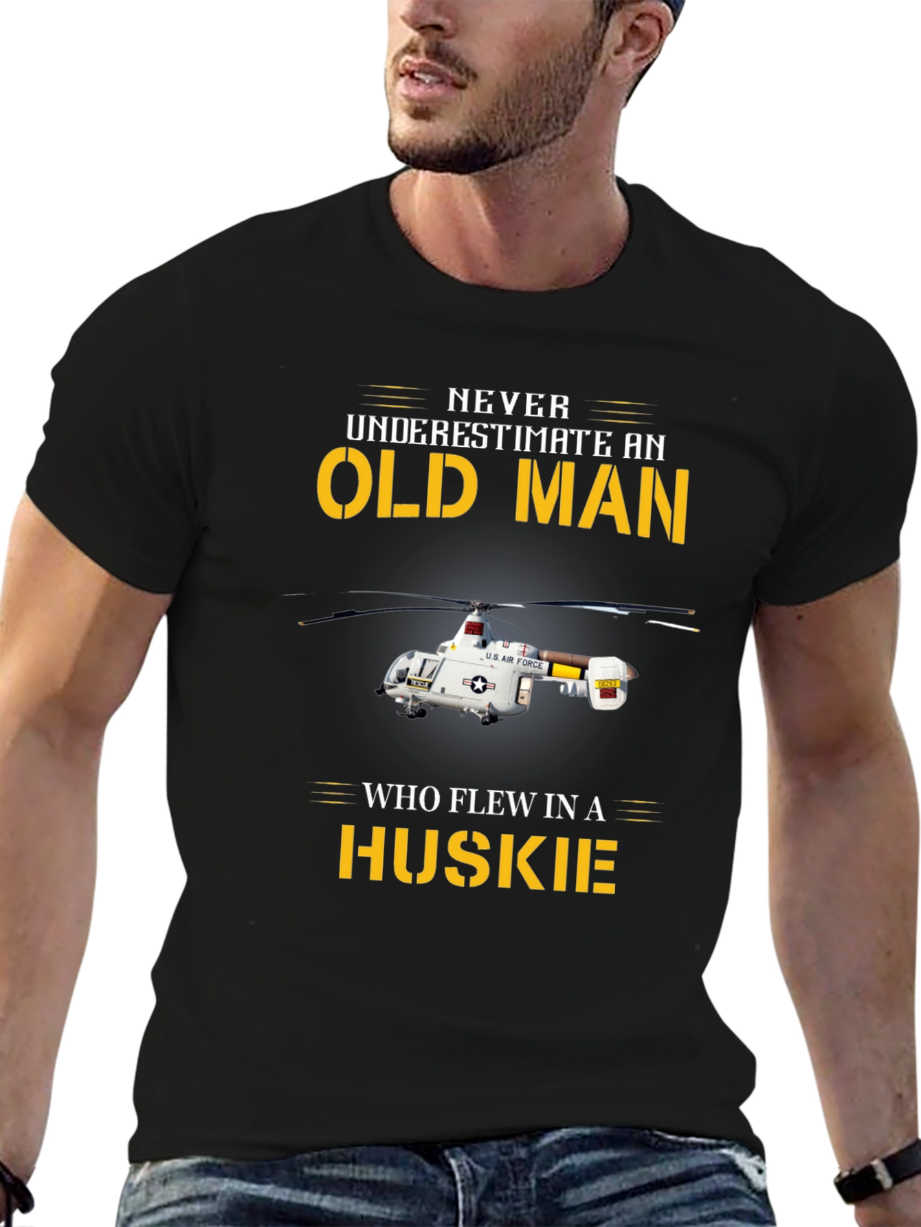 Old Man Helicopter T-Shirt - Huskie Pilot Tee