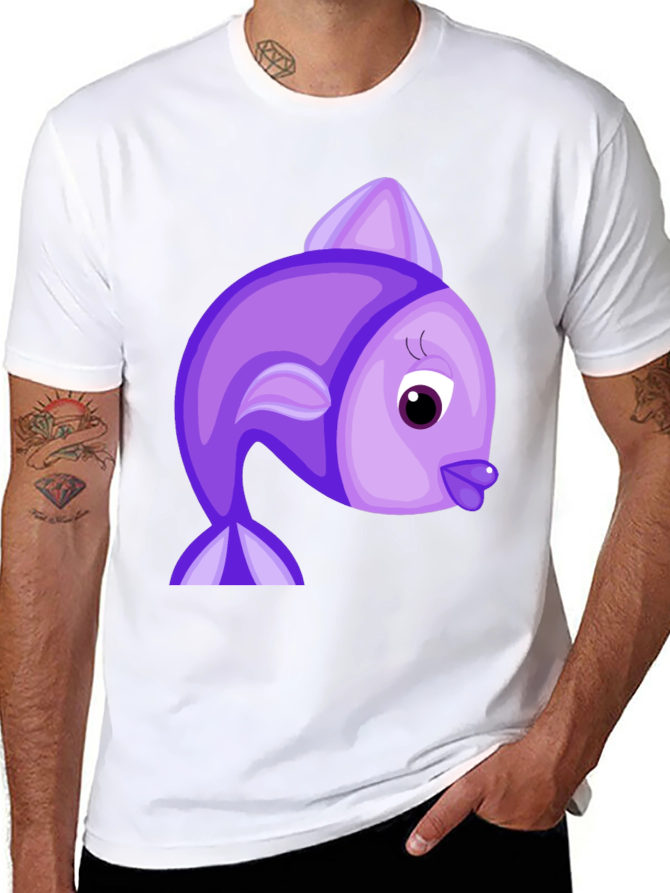 Purple Cartoon Fish Graphic Tee