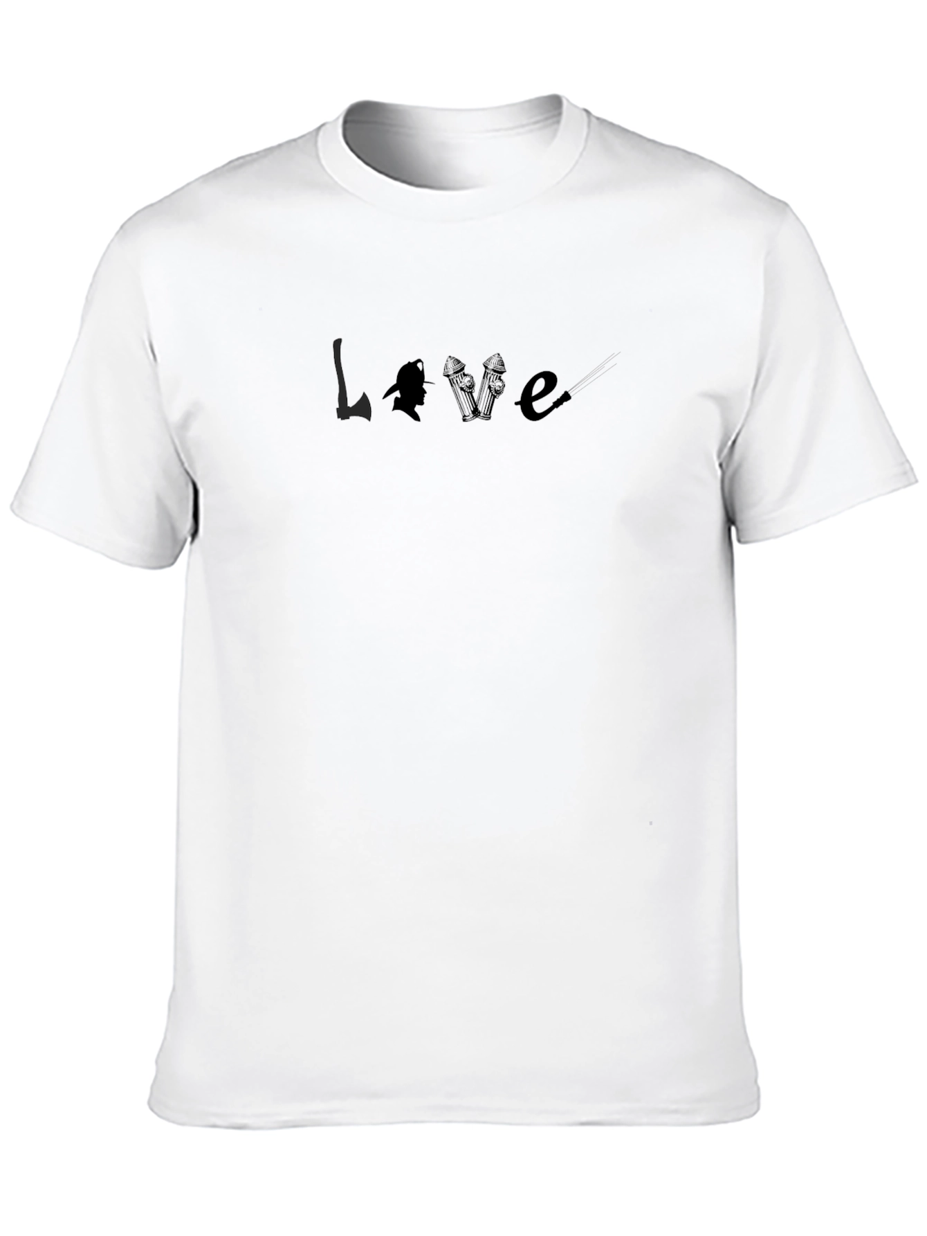 Firefighter Love Graphic Tee - Black Crew Neck Shirt