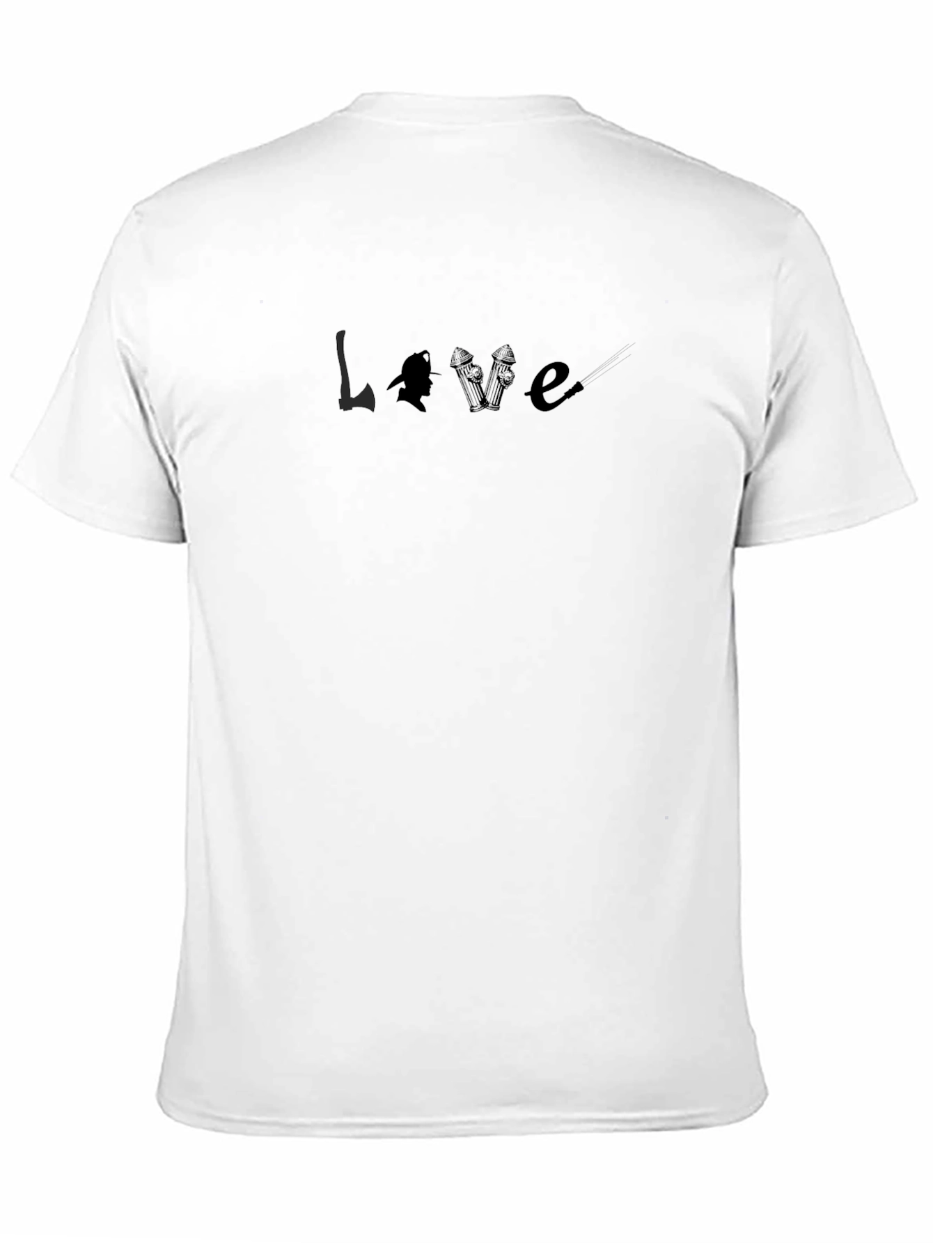 Firefighter Love Graphic Tee - Black Crew Neck Shirt