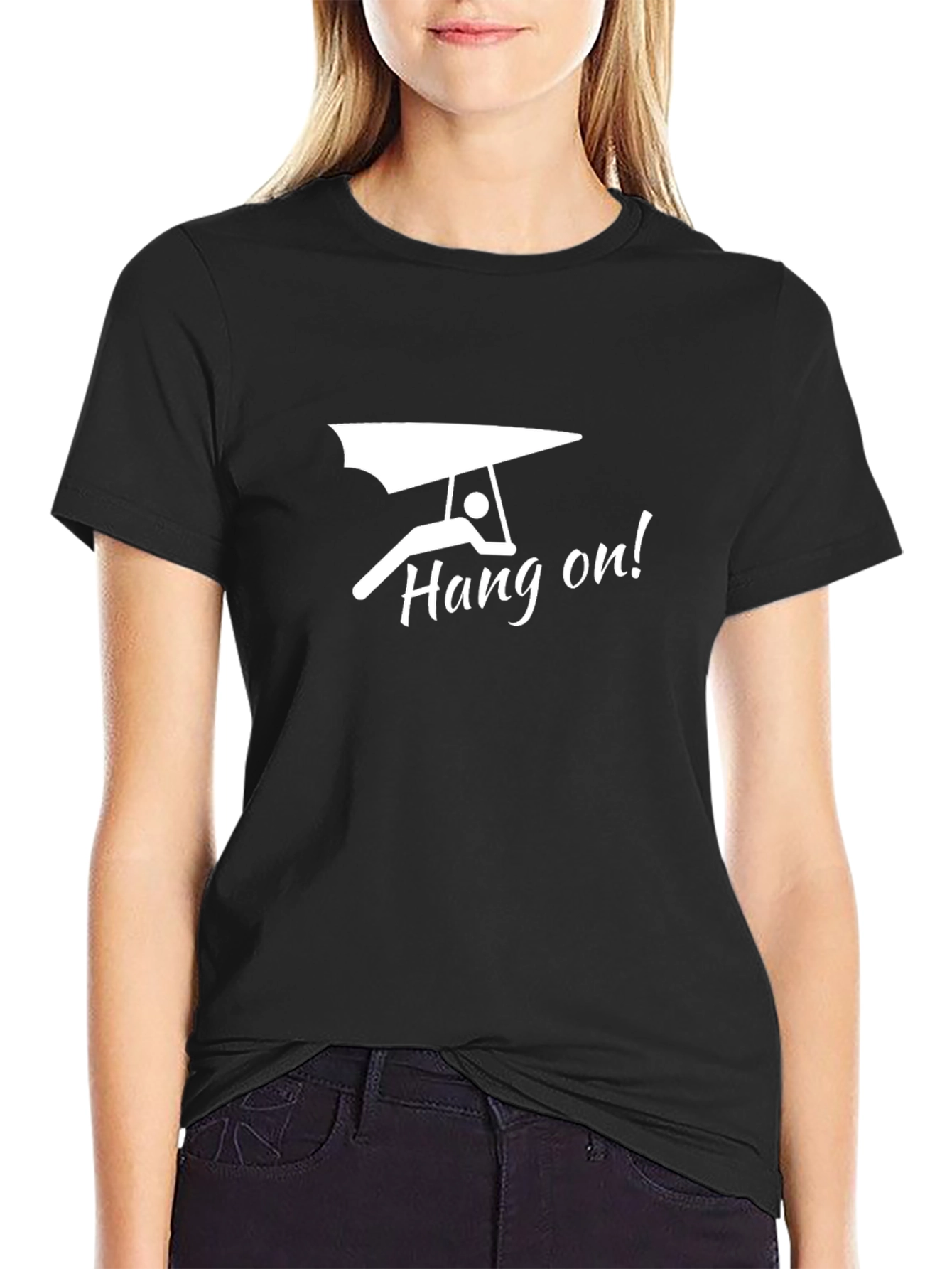 Hang On! Hang Gliding Graphic Tee - Black