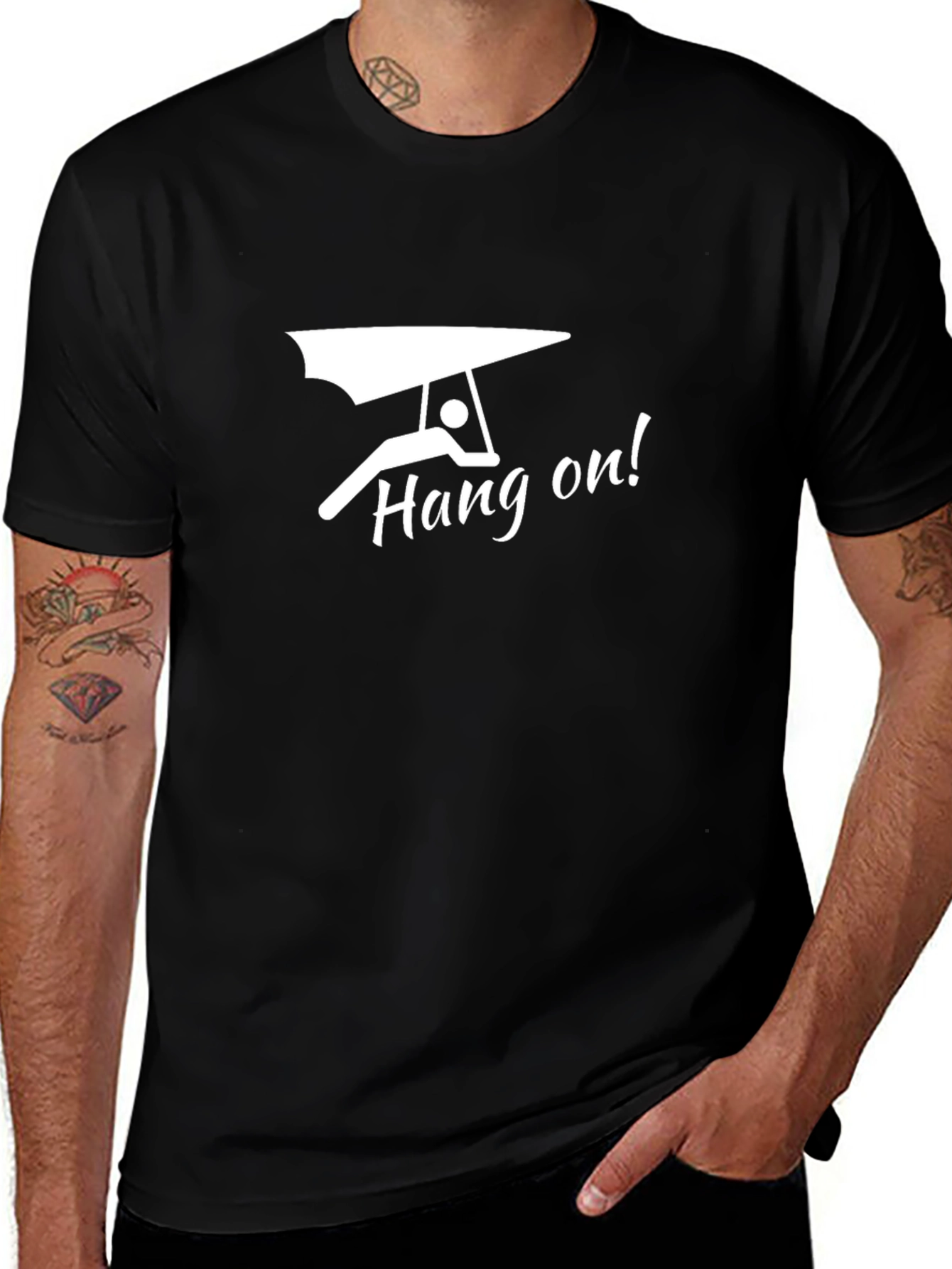 Hang On! Hang Gliding Graphic Tee - Black