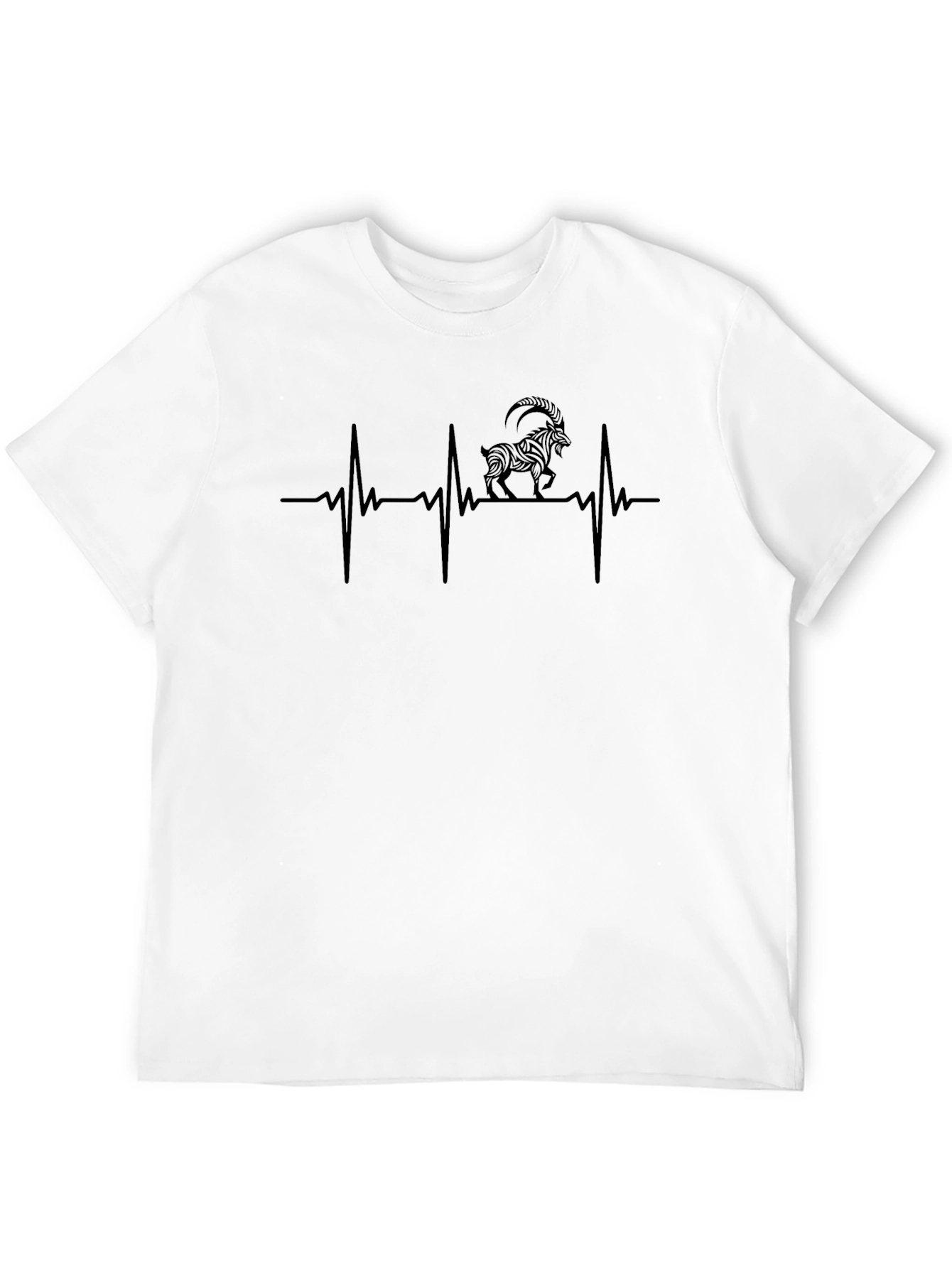 Mens Black Heartbeat Goat Graphic Tee