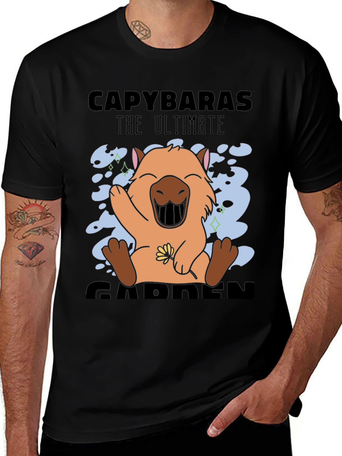 Capybaras The Ultimate Garden Black T-Shirt