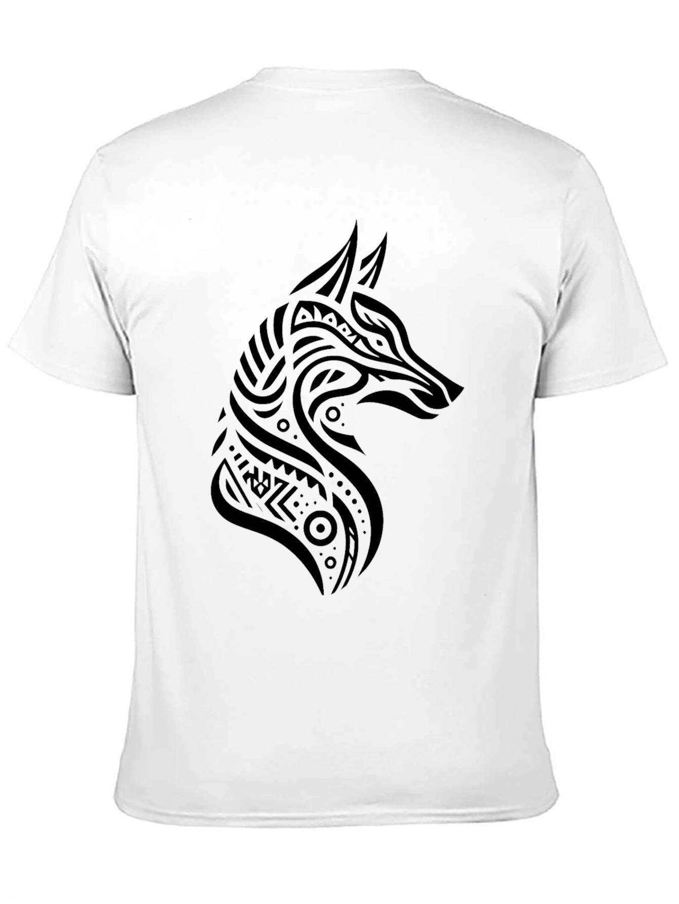 Tribal Wolf Graphic Print Black T-Shirt
