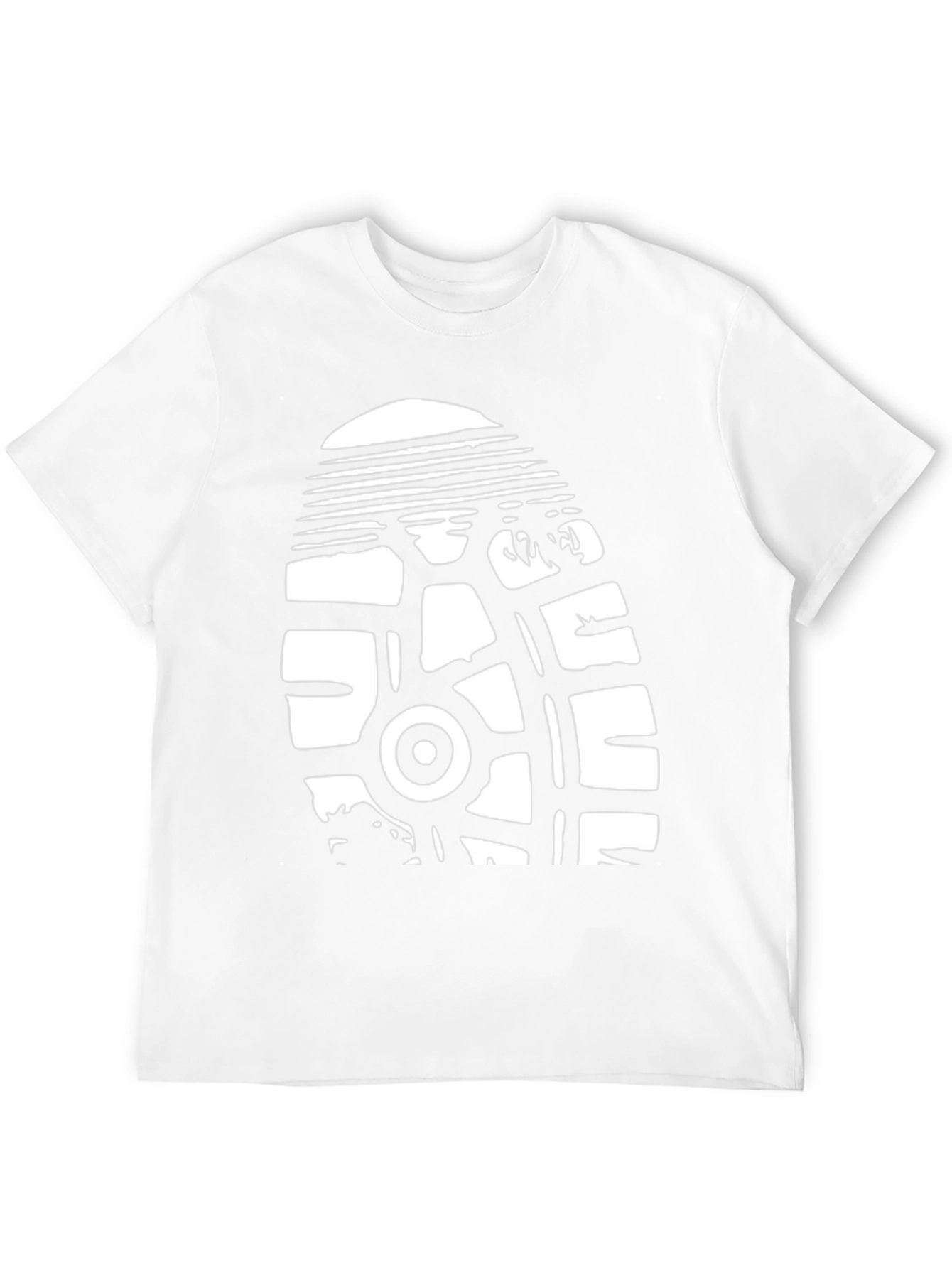 Black T-Shirt with White Shoe Tread Graphic Print