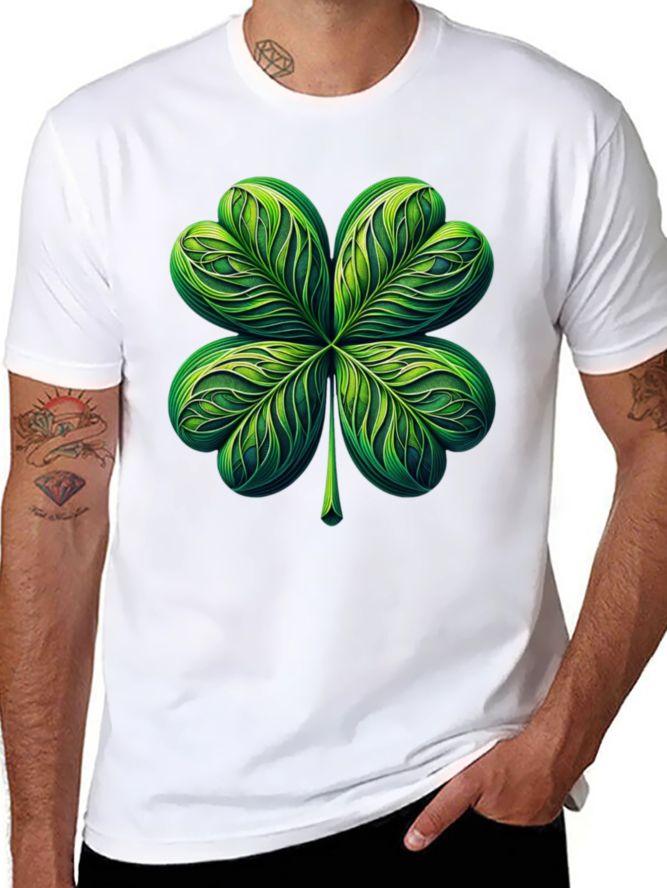 Shamrock T-Shirt: Lucky Green Four-Leaf Clover Graphic Tee