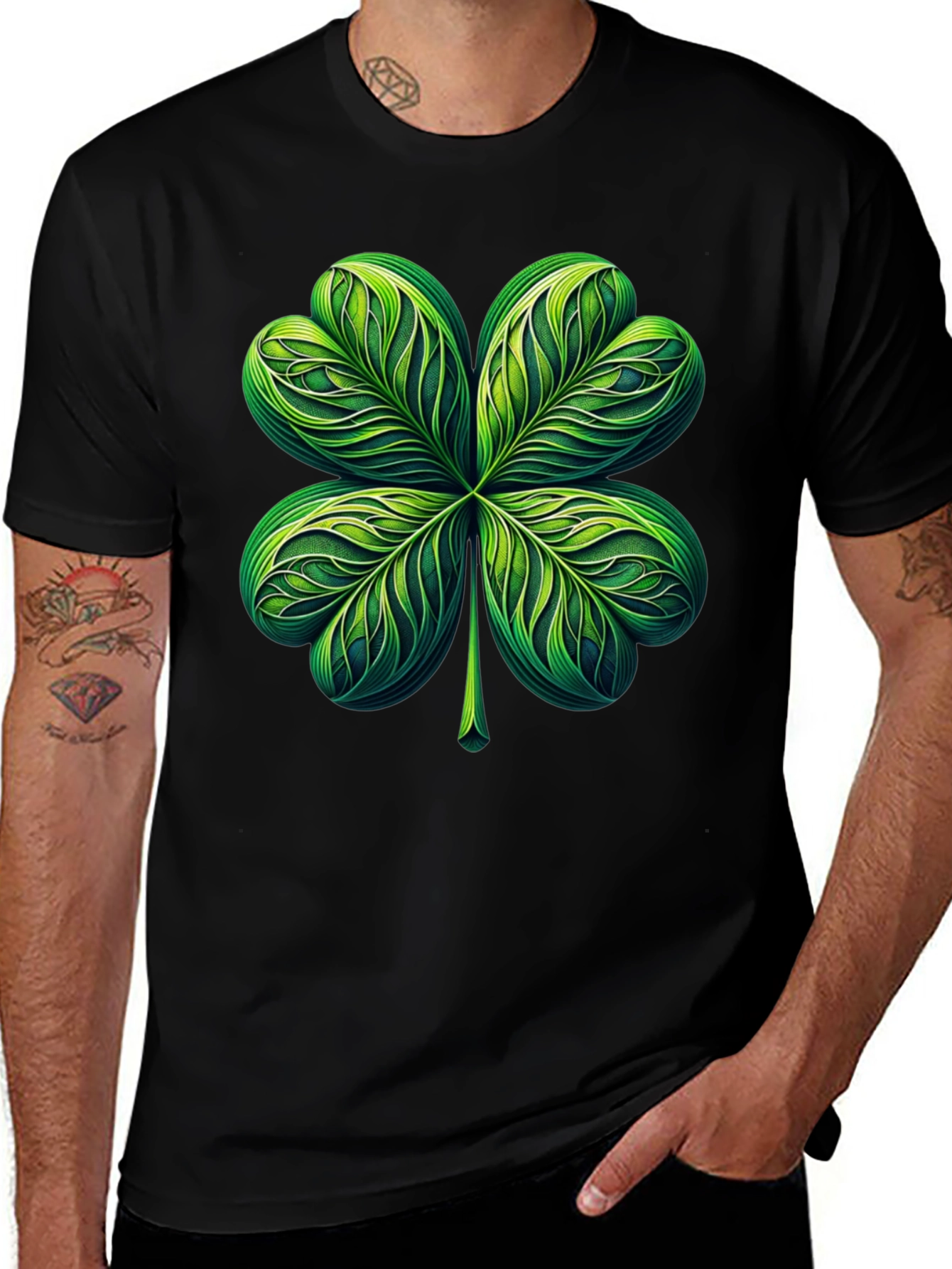 Shamrock T-Shirt: Lucky Green Four-Leaf Clover Graphic Tee