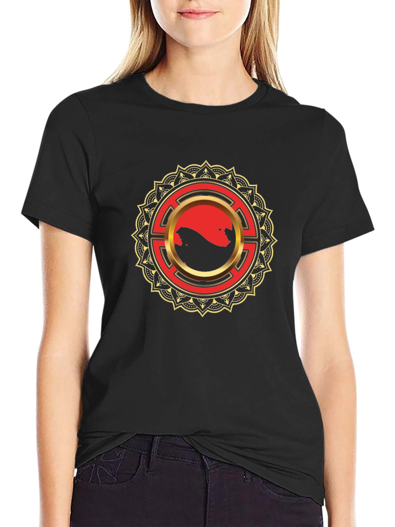 Yin Yang Mandala Graphic Tee - Stylish Black T-Shirt
