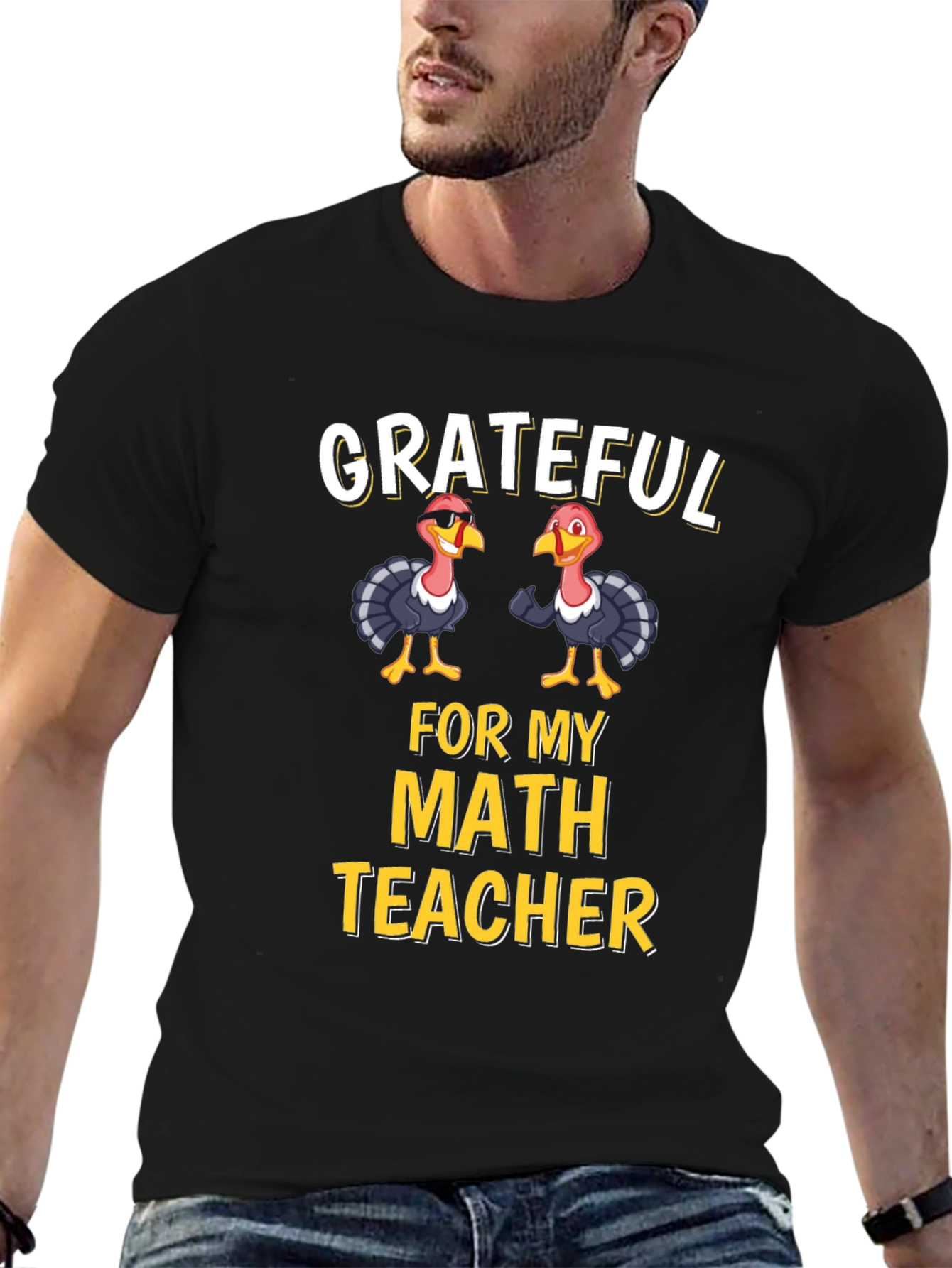 Grateful for My Math Teacher Thanksgiving Turkey T-Shirt