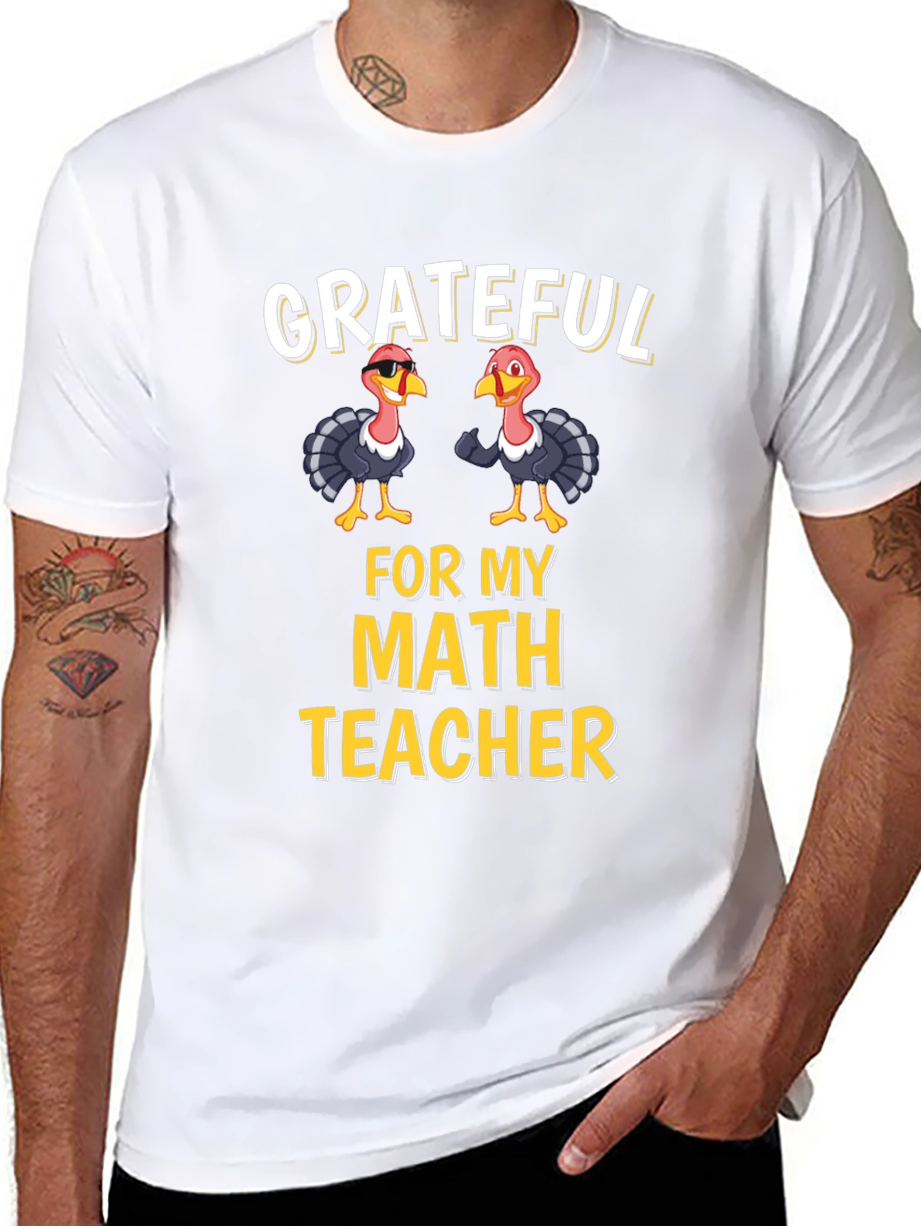 Grateful for My Math Teacher Thanksgiving Turkey T-Shirt