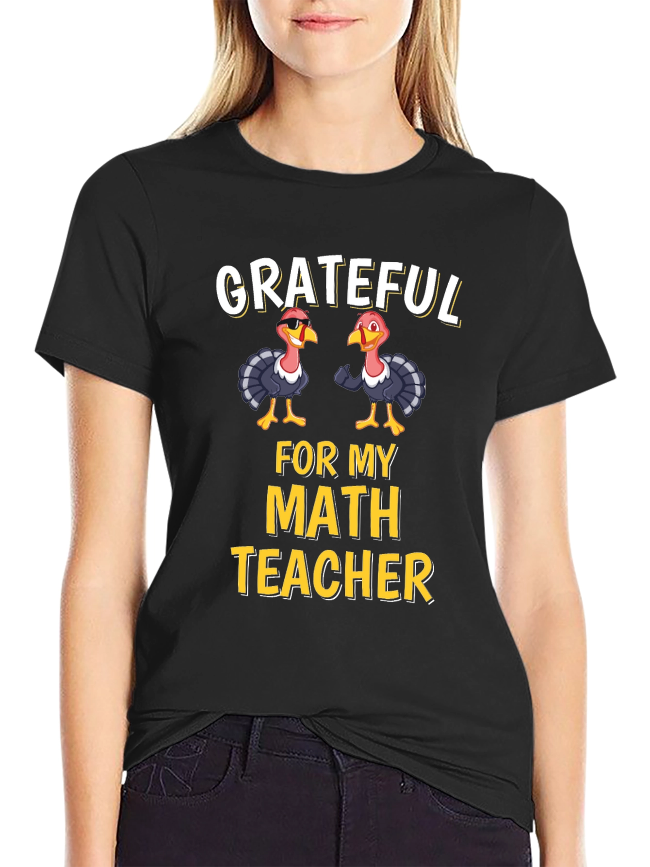 Grateful for My Math Teacher Thanksgiving Turkey T-Shirt