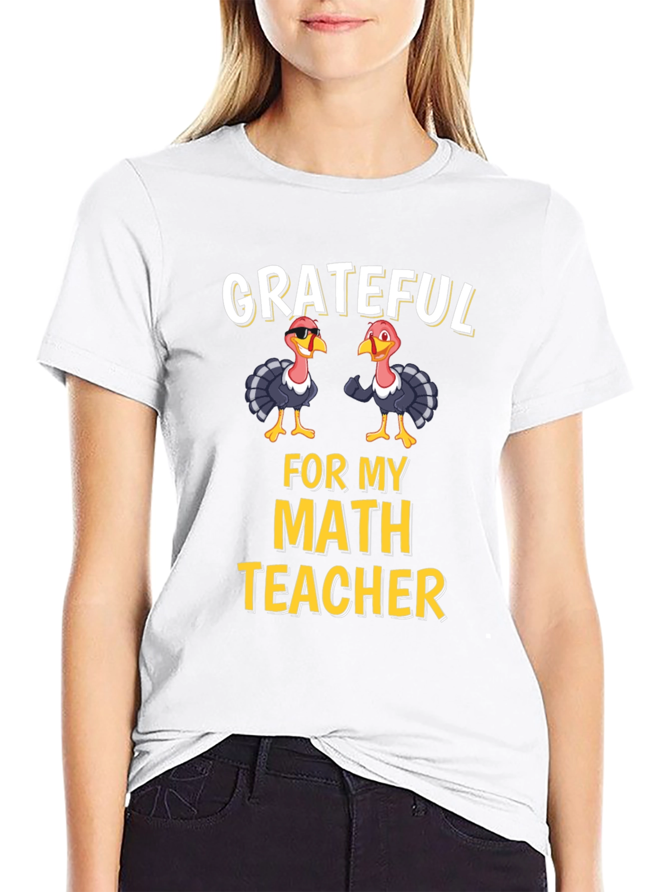 Grateful for My Math Teacher Thanksgiving Turkey T-Shirt