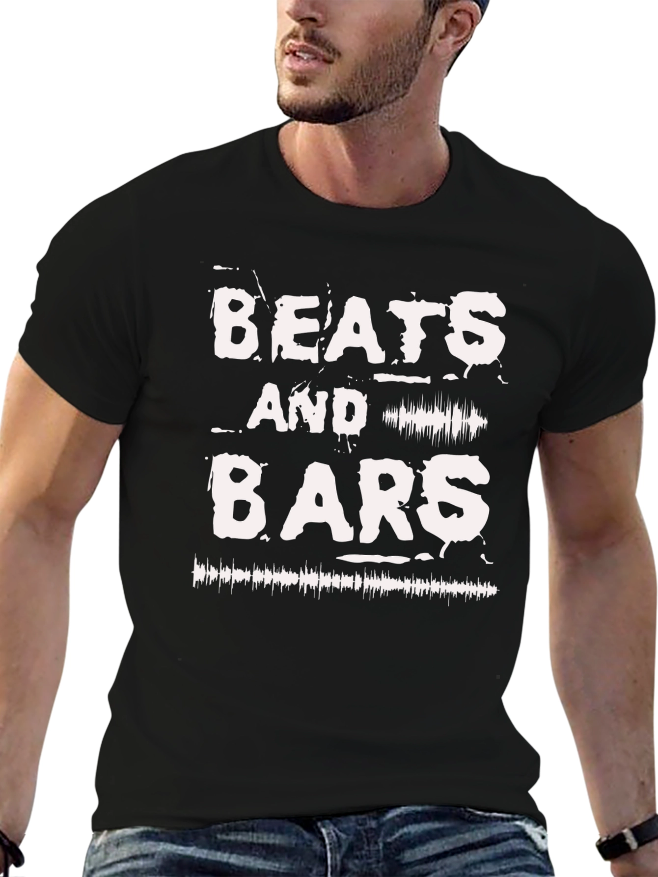 Beats and Bars Graphic T-Shirt - Black