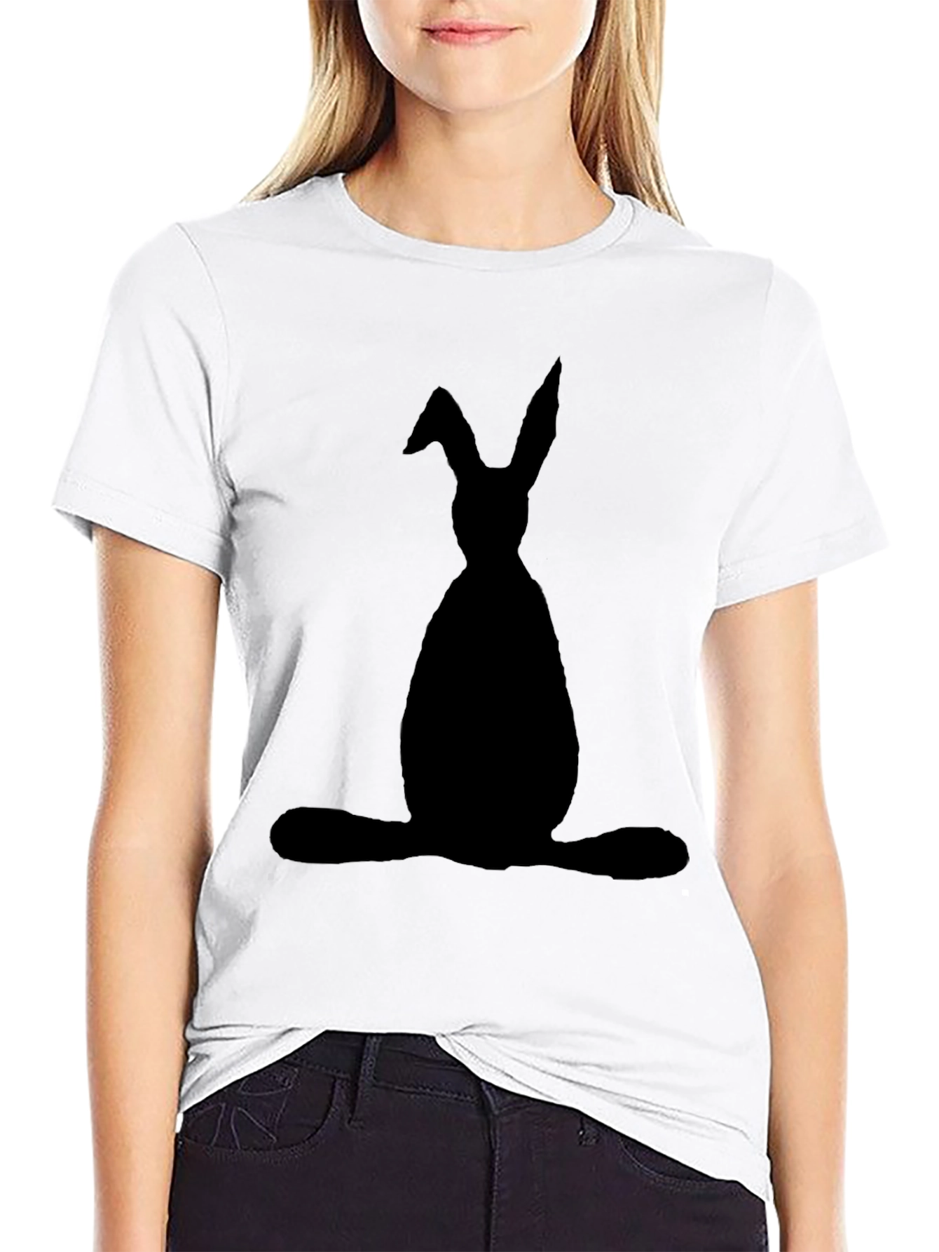 Black Bunny Silhouette Graphic T-Shirt