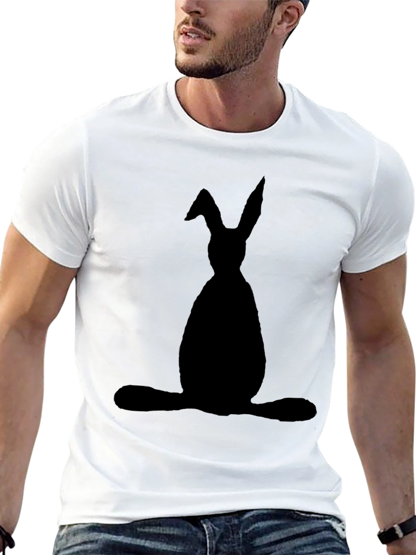 Black Bunny Silhouette Graphic T-Shirt