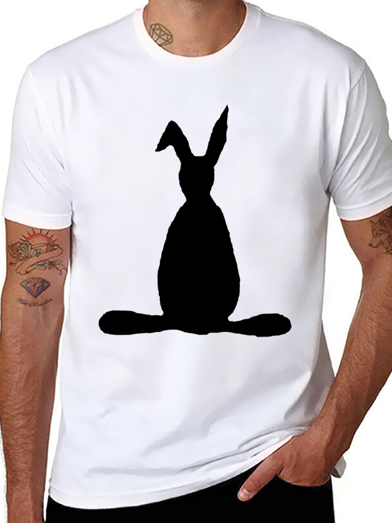 Black Bunny Silhouette Graphic T-Shirt