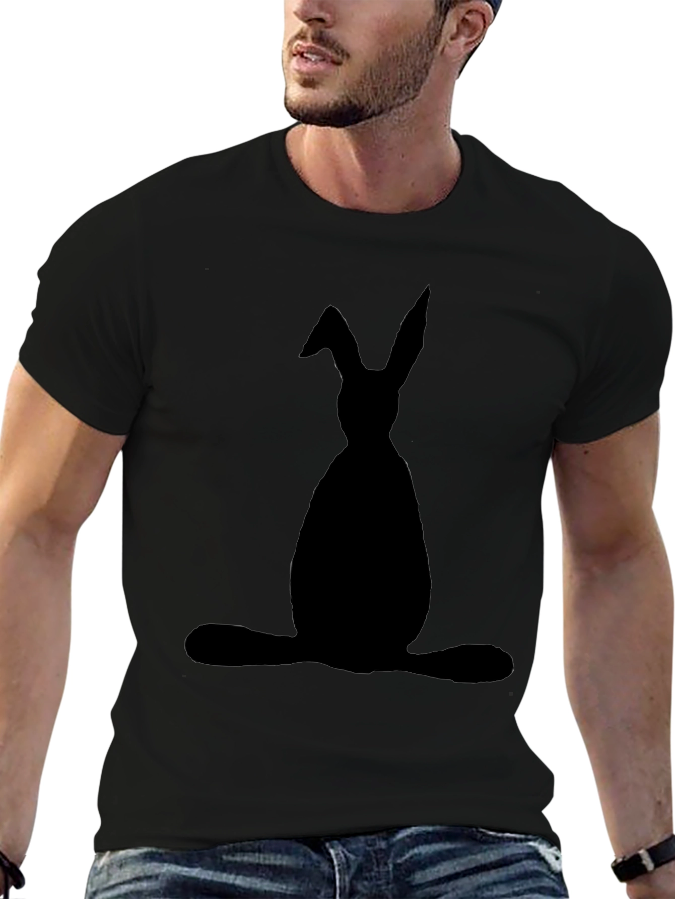 Black Bunny Silhouette Graphic T-Shirt