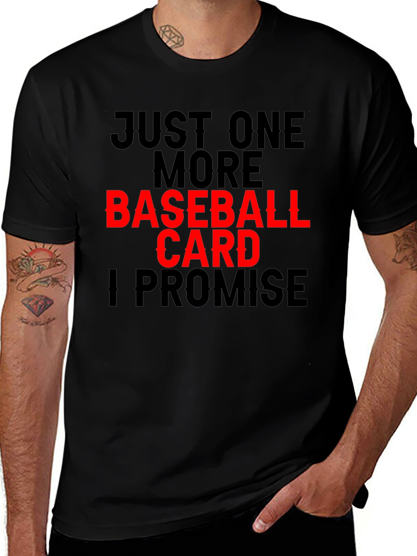 Baseball Card Obsessed Black T-Shirt