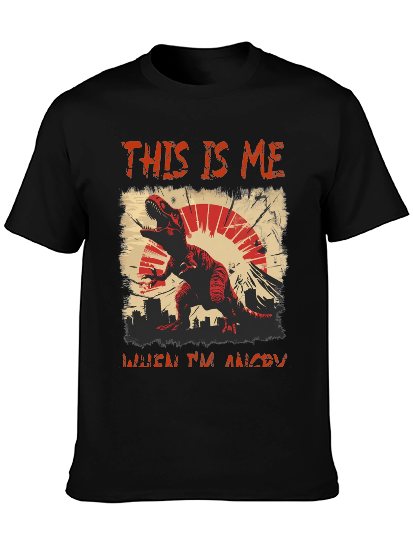 Angry Dino Graphic Tee - Mens Black T-Shirt