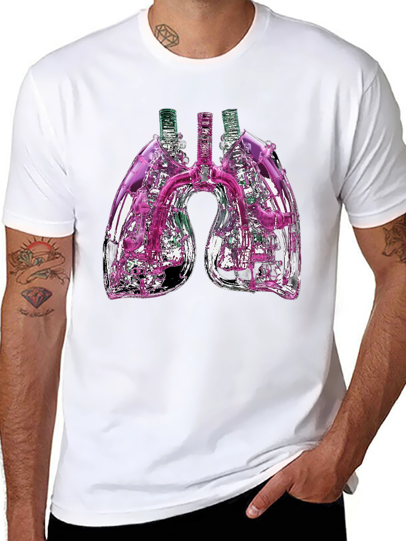 Abstract Lungs Graphic Tee - Black Cotton Blend