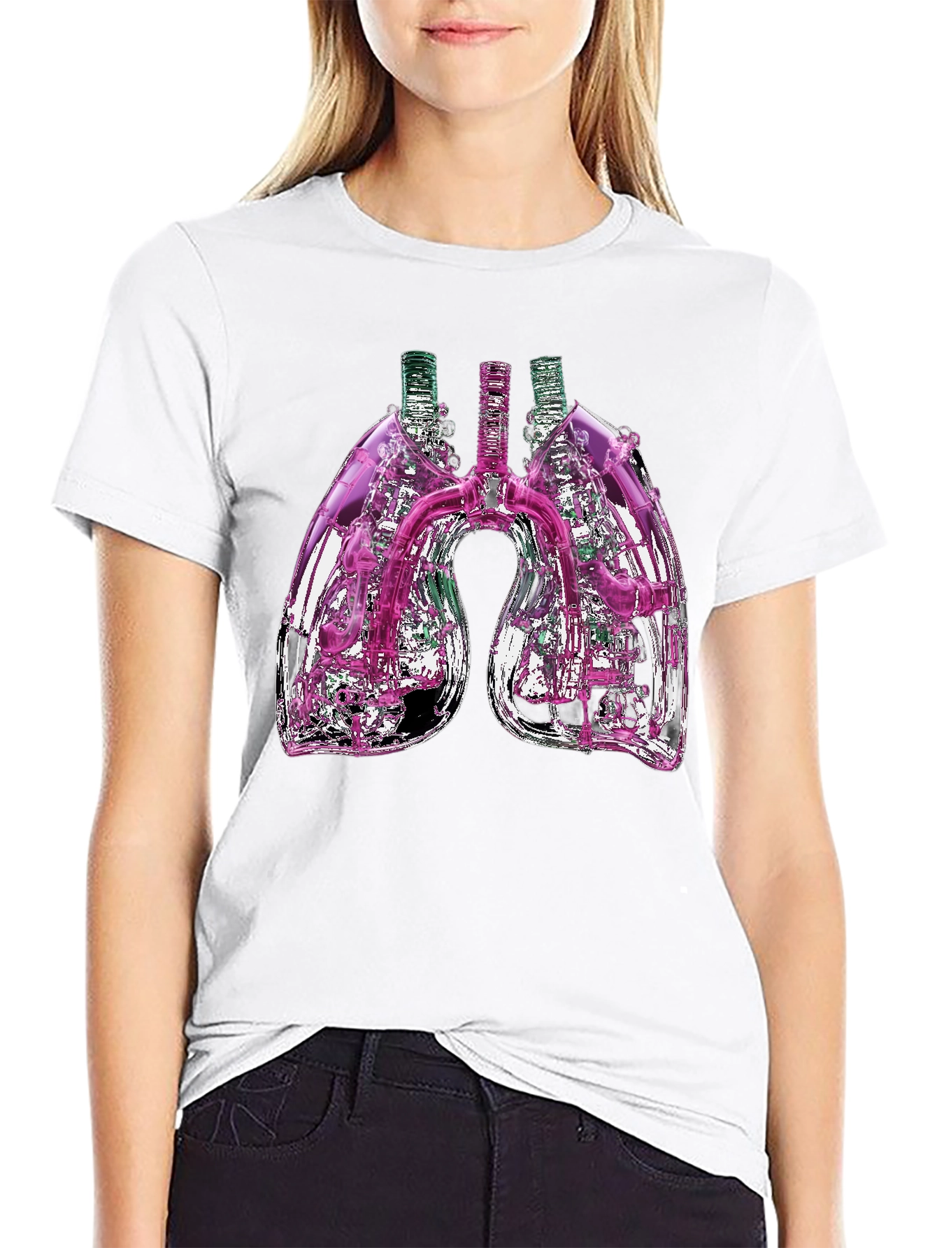 Abstract Lungs Graphic Tee - Black Cotton Blend