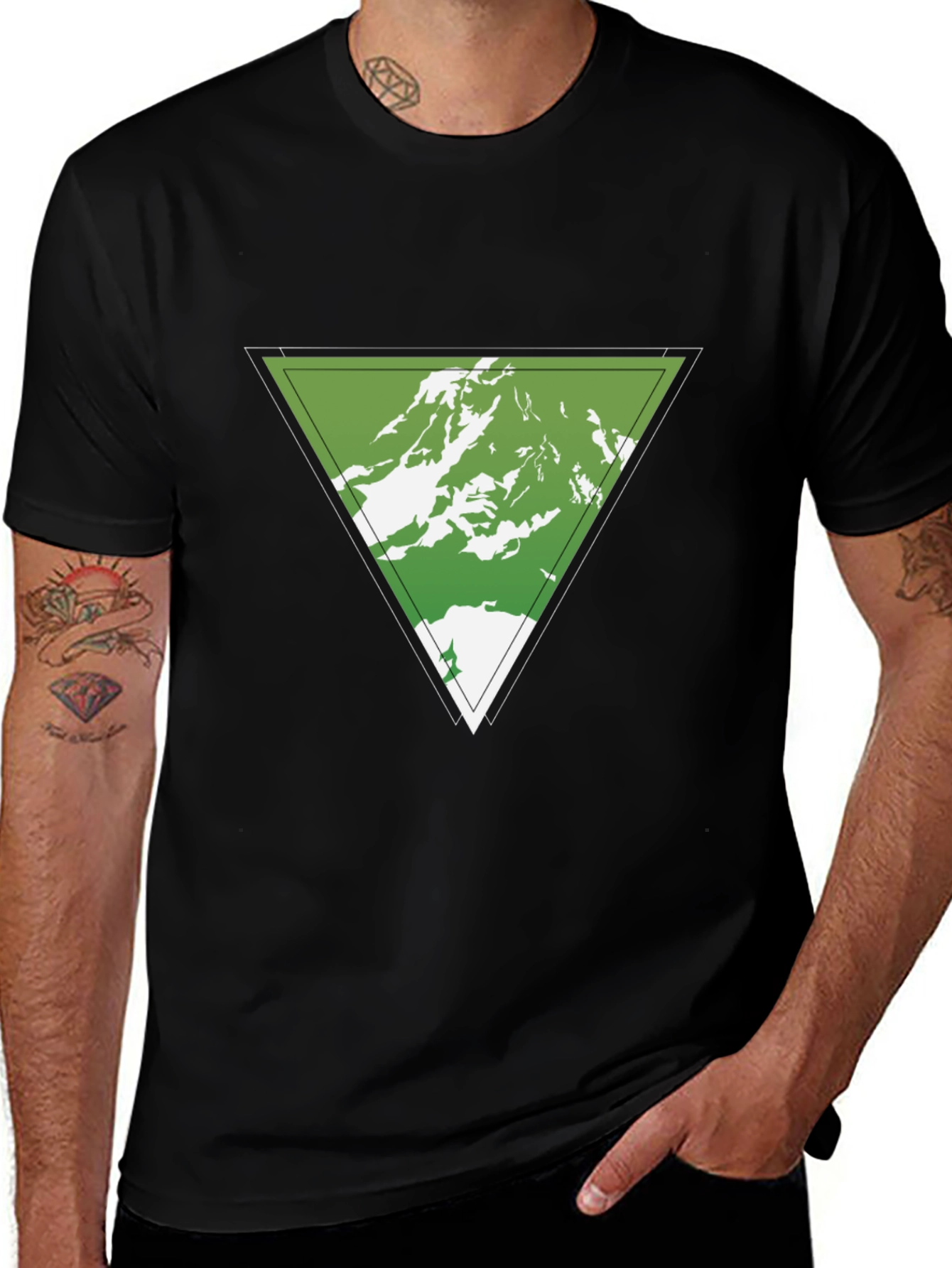 Mountain Peak Triangle Graphic Tee - Black