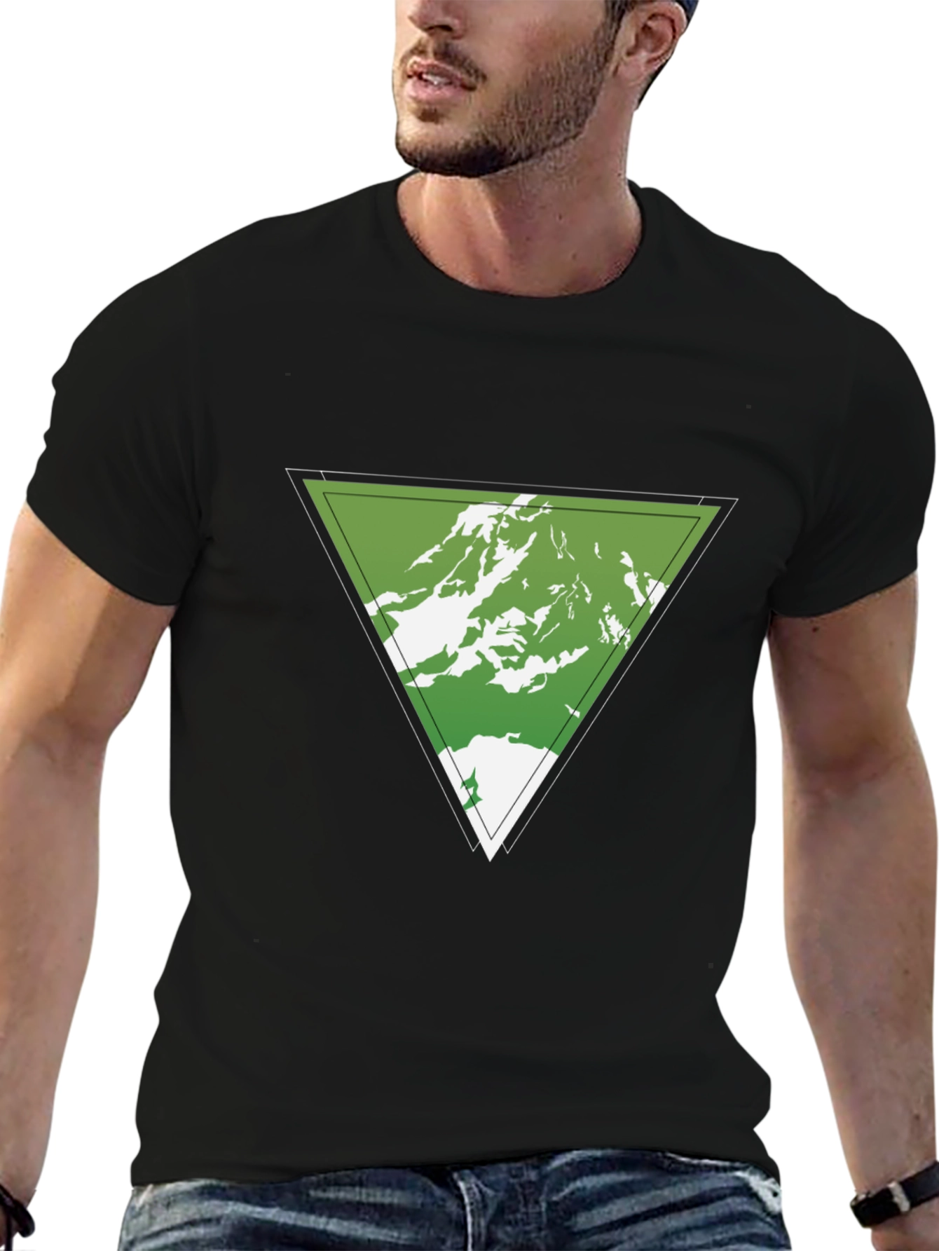 Mountain Peak Triangle Graphic Tee - Black