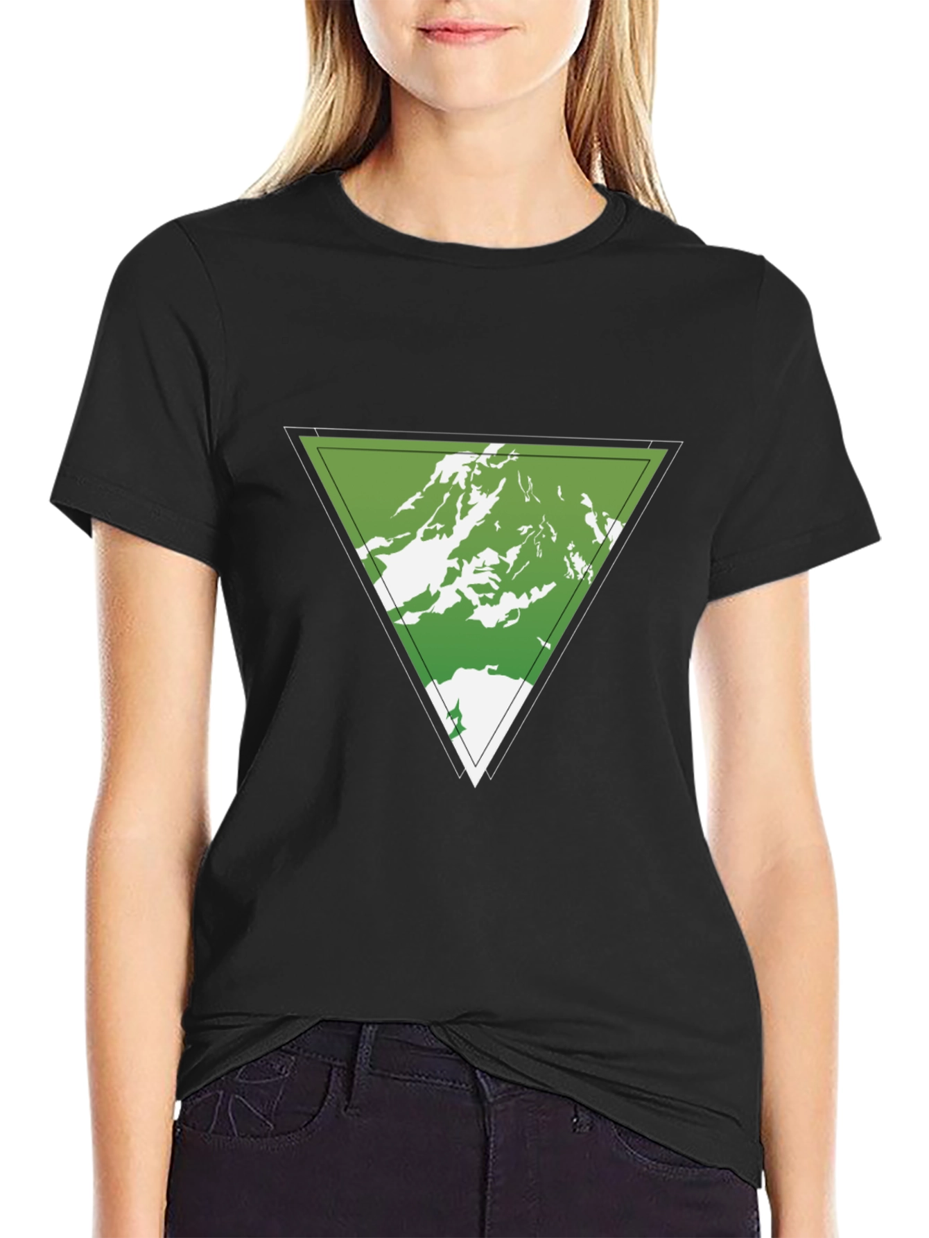 Mountain Peak Triangle Graphic Tee - Black