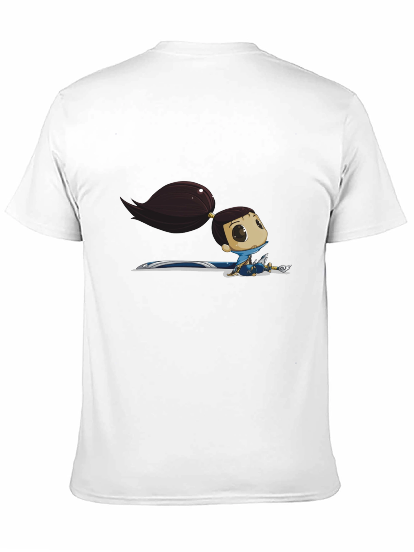 Black T-Shirt with Cartoon Warrior Girl Graphic
