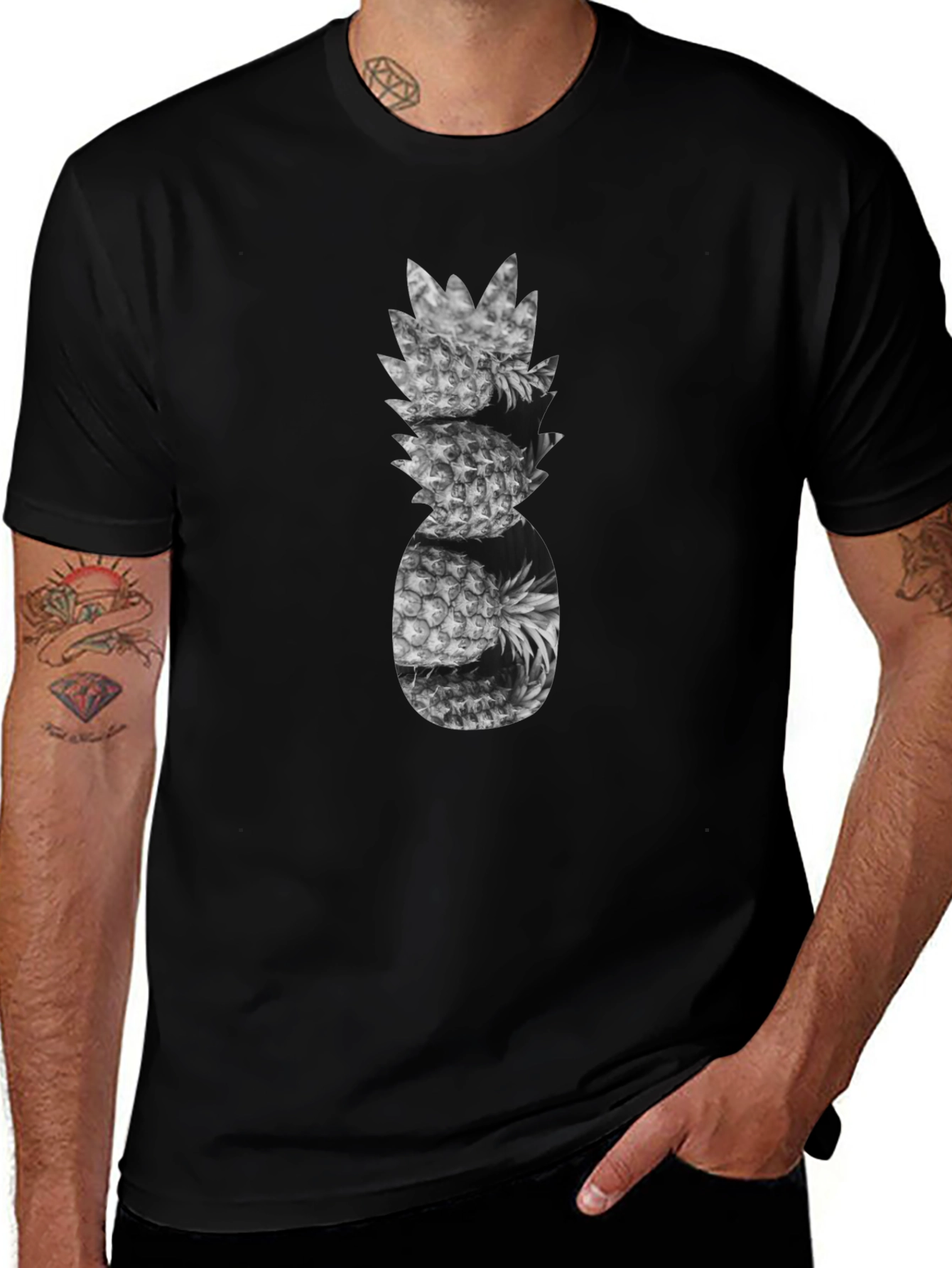 Pineapple Stack Graphic Tee - Black