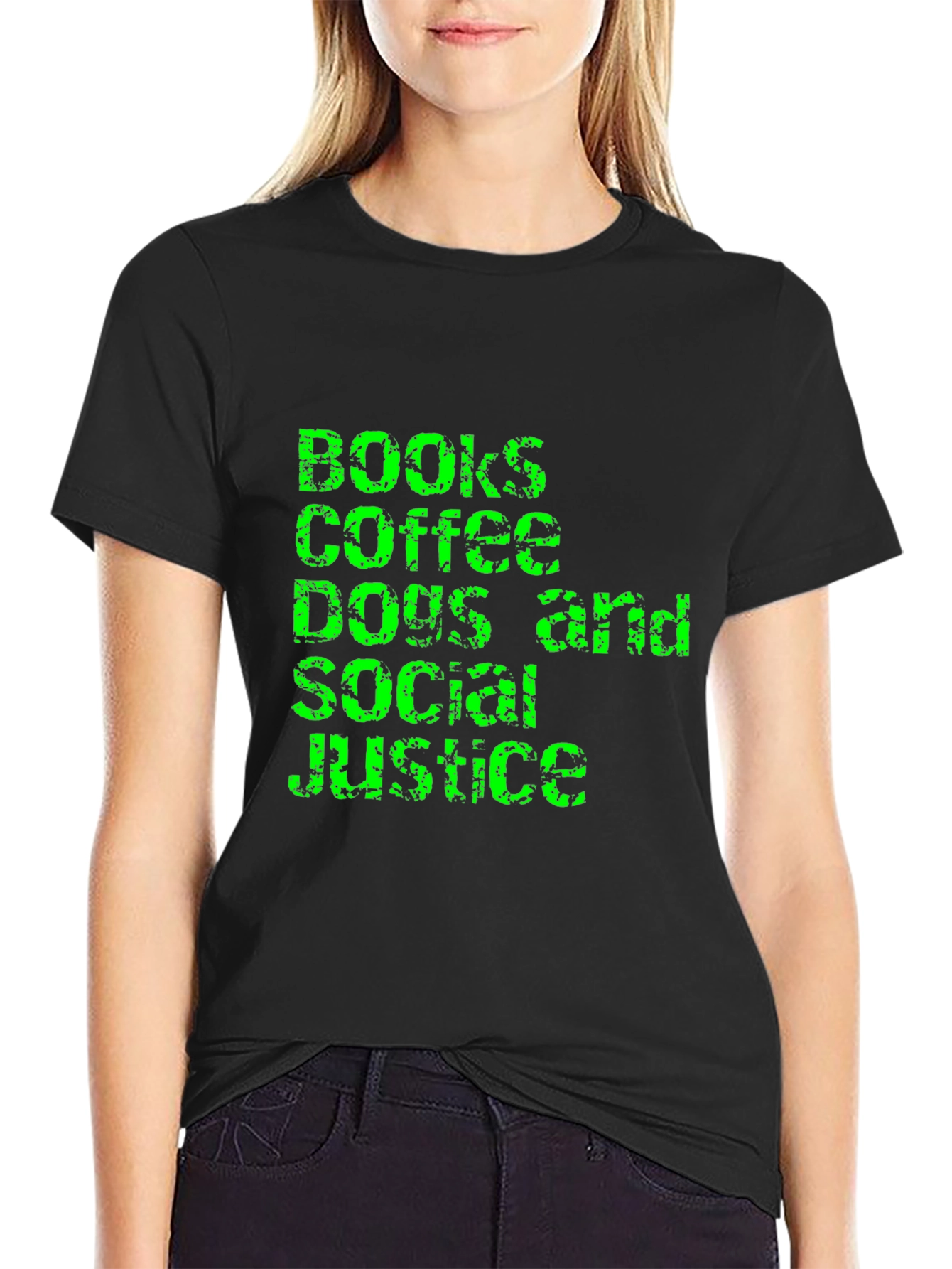 Books Coffee Dogs and Social Justice T-Shirt