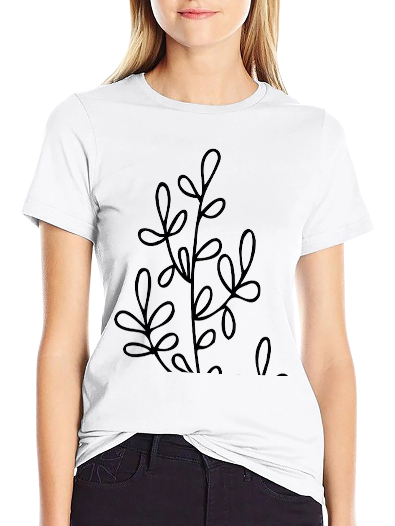 Minimalist Plant Graphic Black Tee