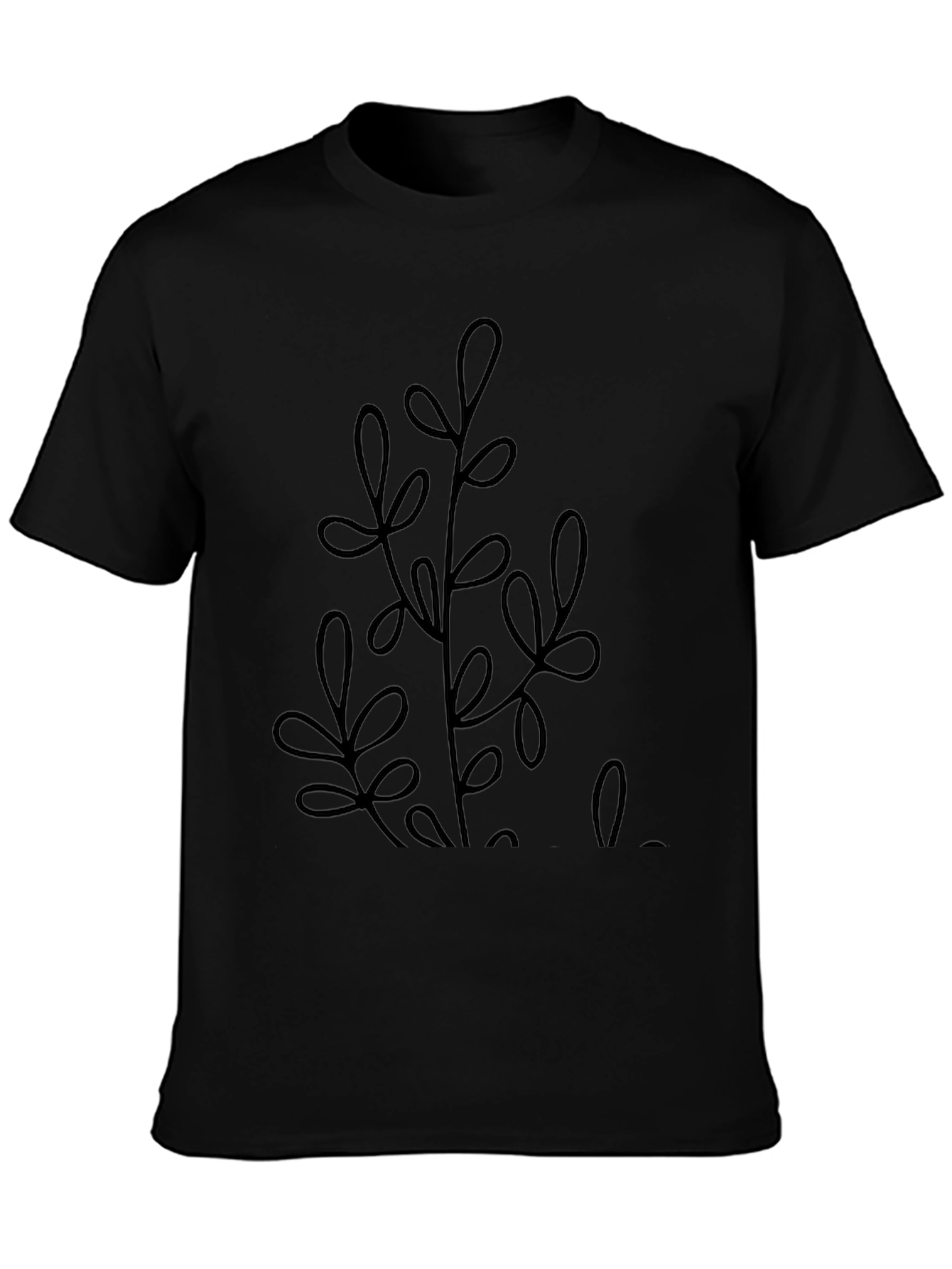 Minimalist Plant Graphic Black Tee