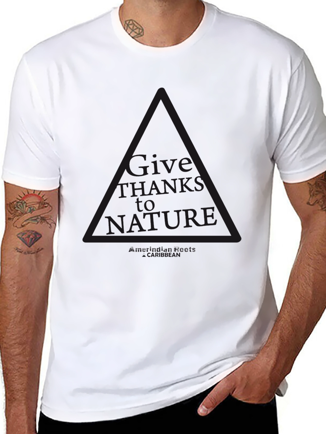 Mens Black Graphic Tee: Give Thanks to Nature