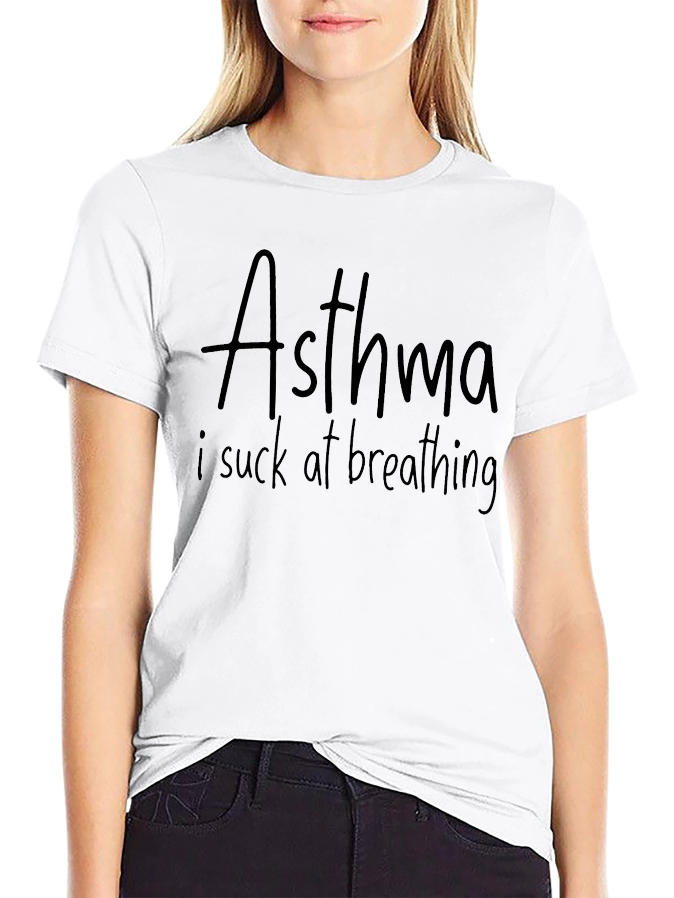 Asthma I Suck At Breathing Black T-Shirt