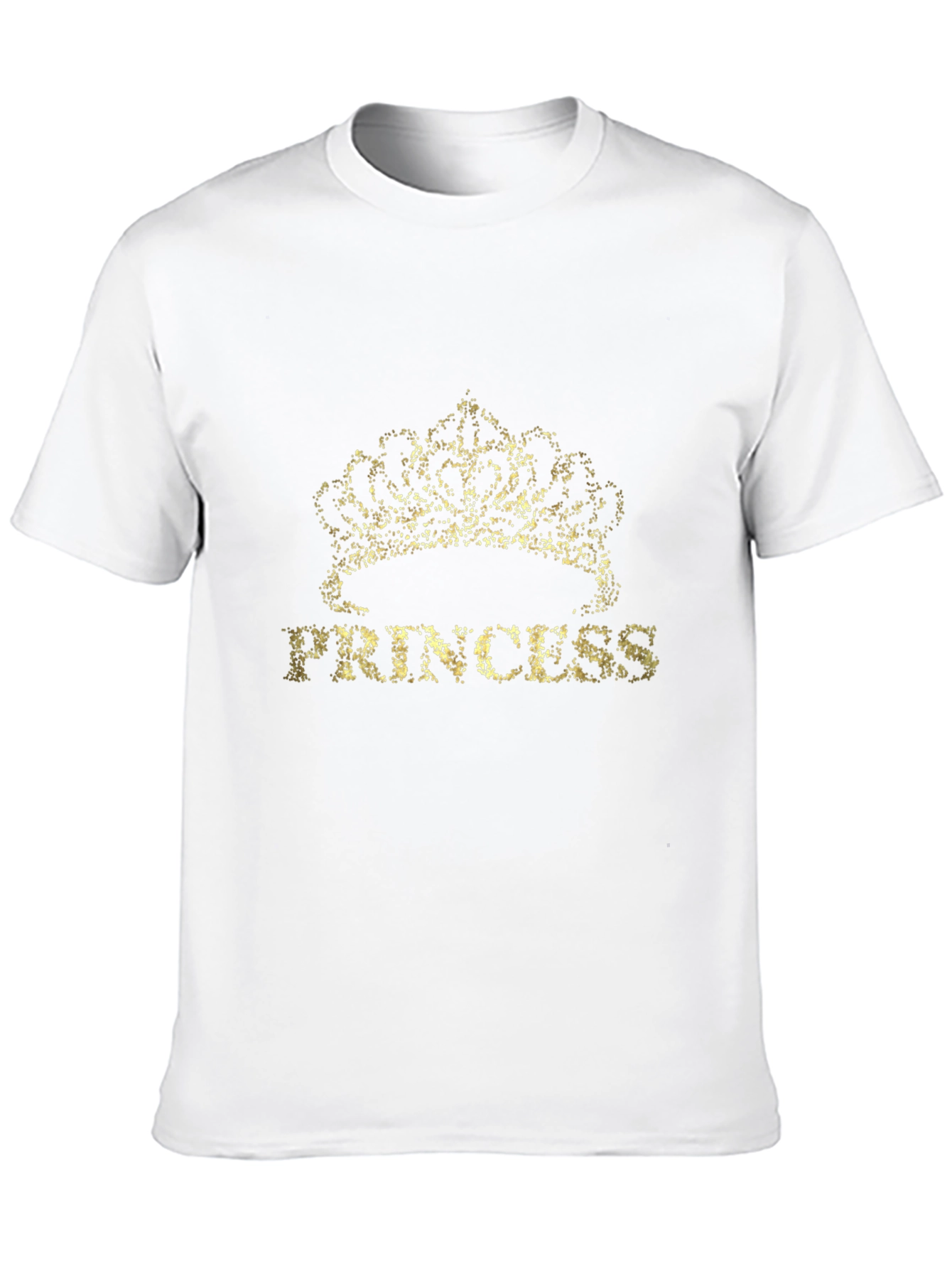 Princess Crown Gold Glitter Graphic Black T-Shirt
