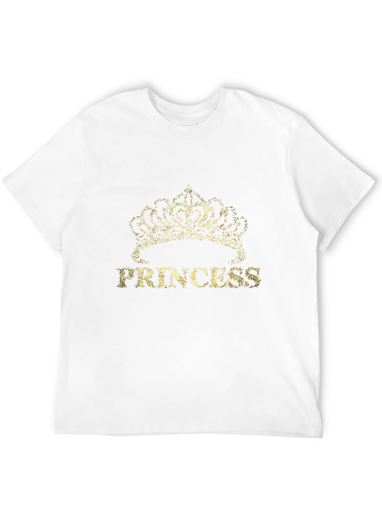 Princess Crown Gold Glitter Graphic Black T-Shirt
