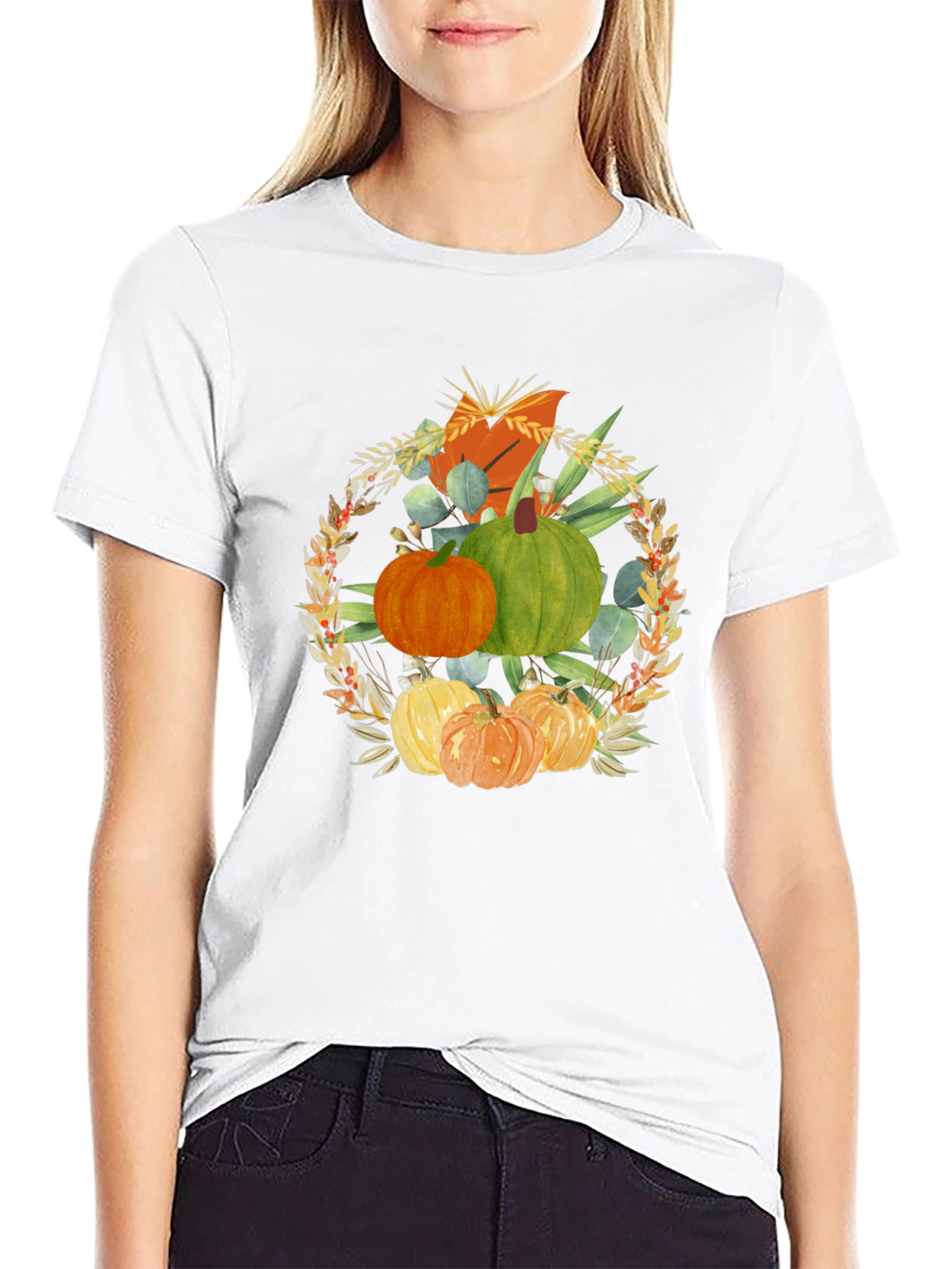Fall Pumpkin Wreath Graphic T-Shirt